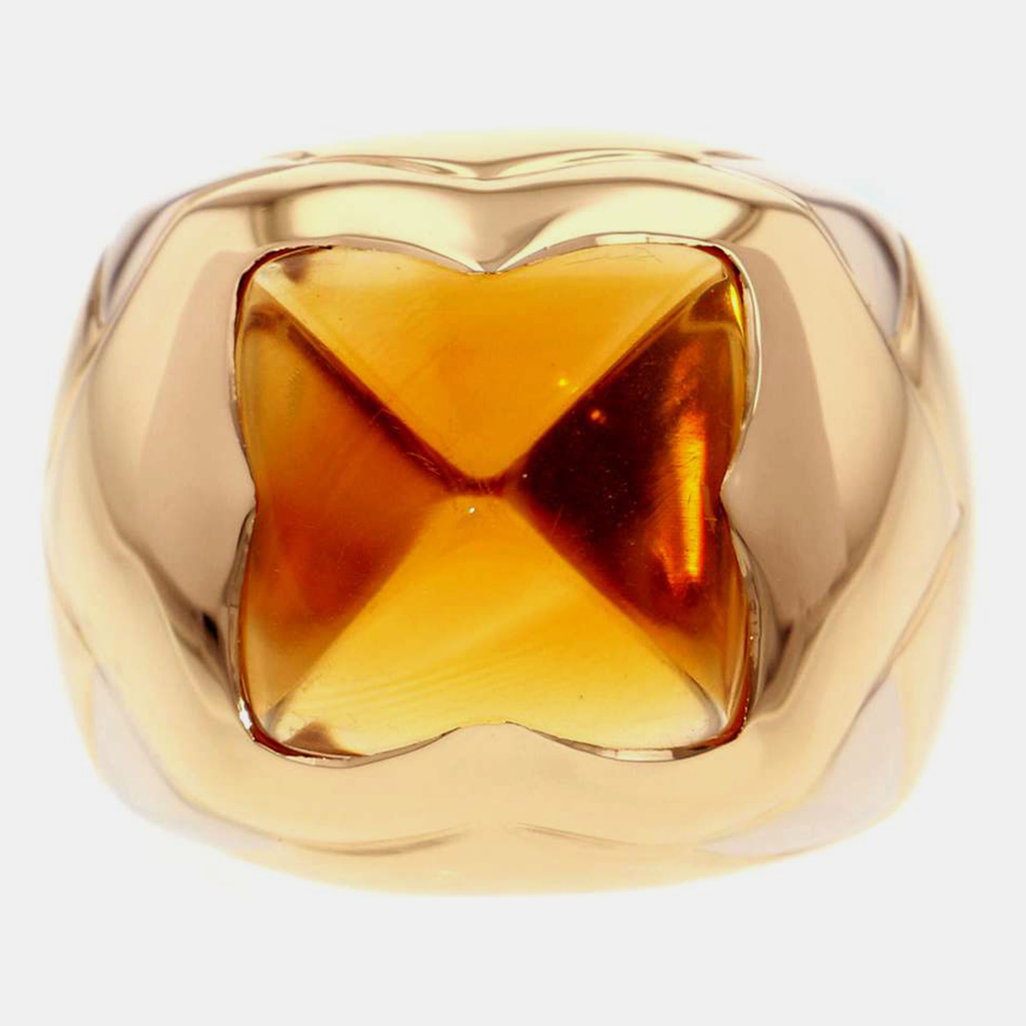 Pre-owned Bvlgari Pyramid Ring Size Approximately No. 15 Orange 18k Yellow Gold