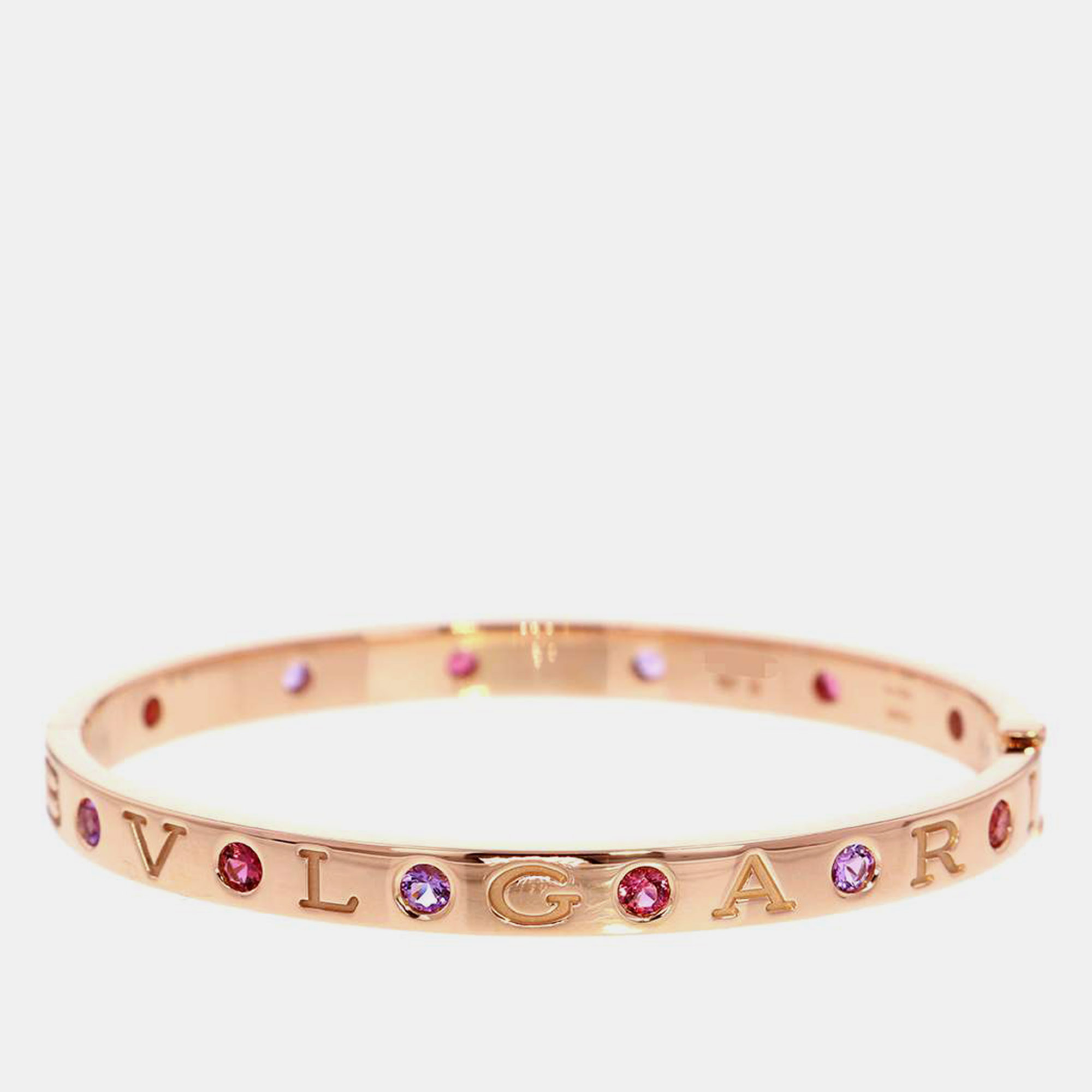 Pre Owned Bvlgari 18K Rose Gold Amethysts and Tourmalines Bracelet 6