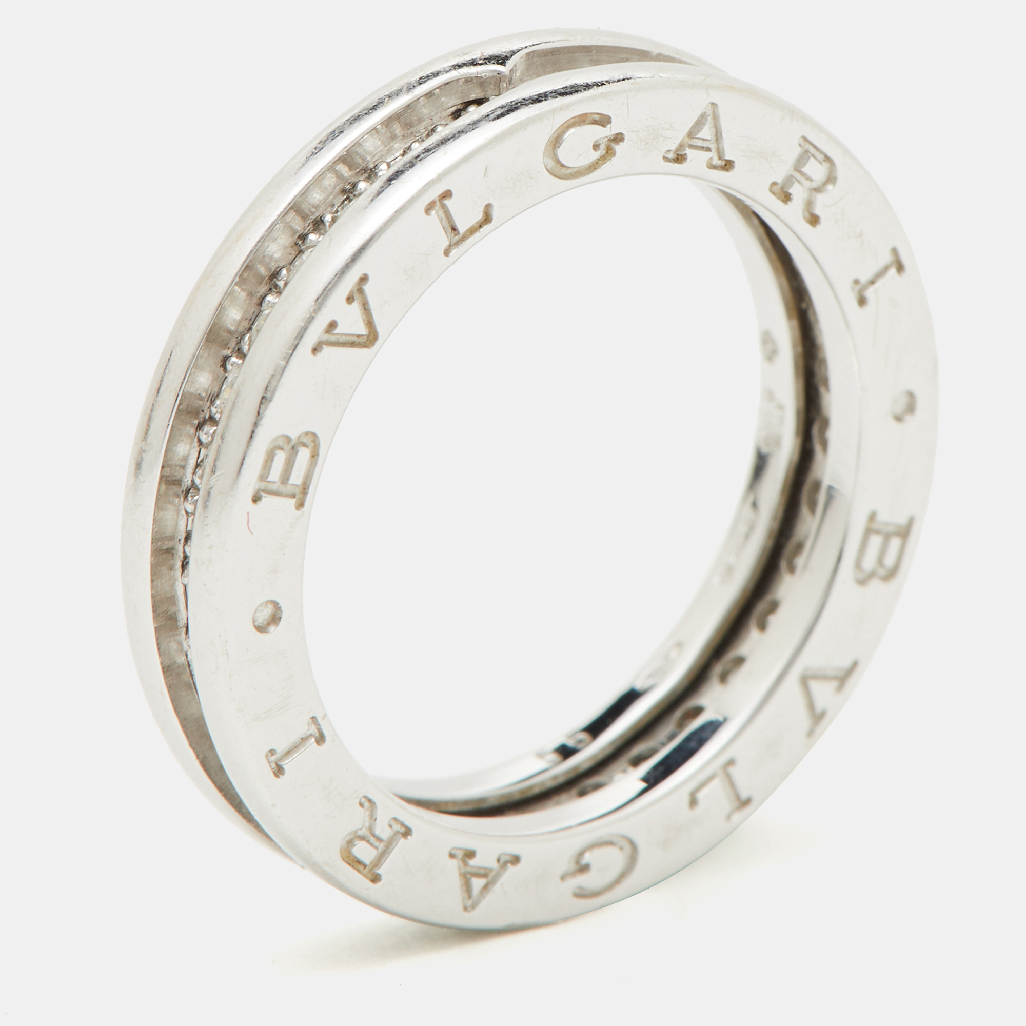 

Bvlgari B.Zero1 Pave Diamond 18K White Gold 1-Band Ring Size