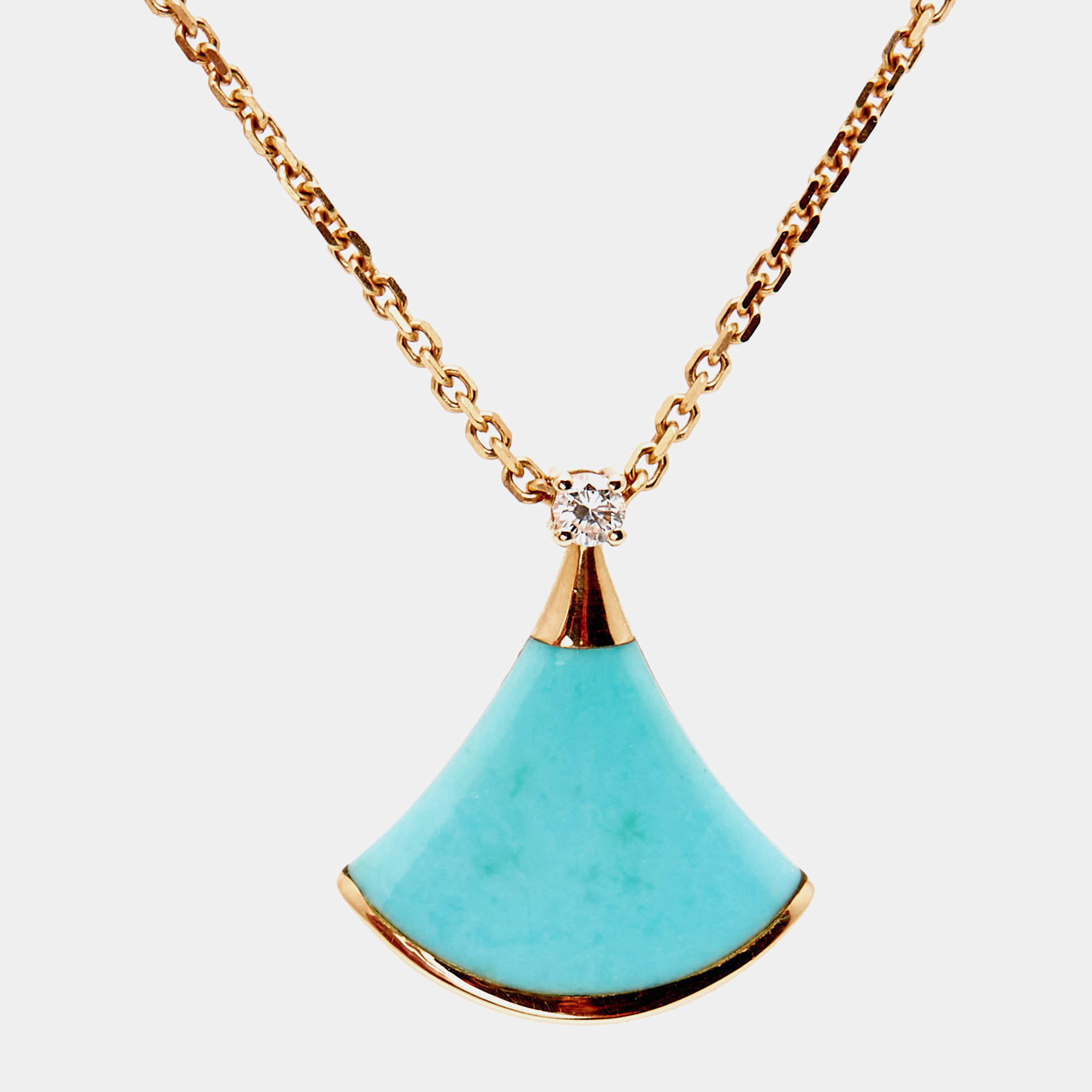 Bvlgari Divas' Dream Turquoise Diamond 18k Rose Gold Necklace