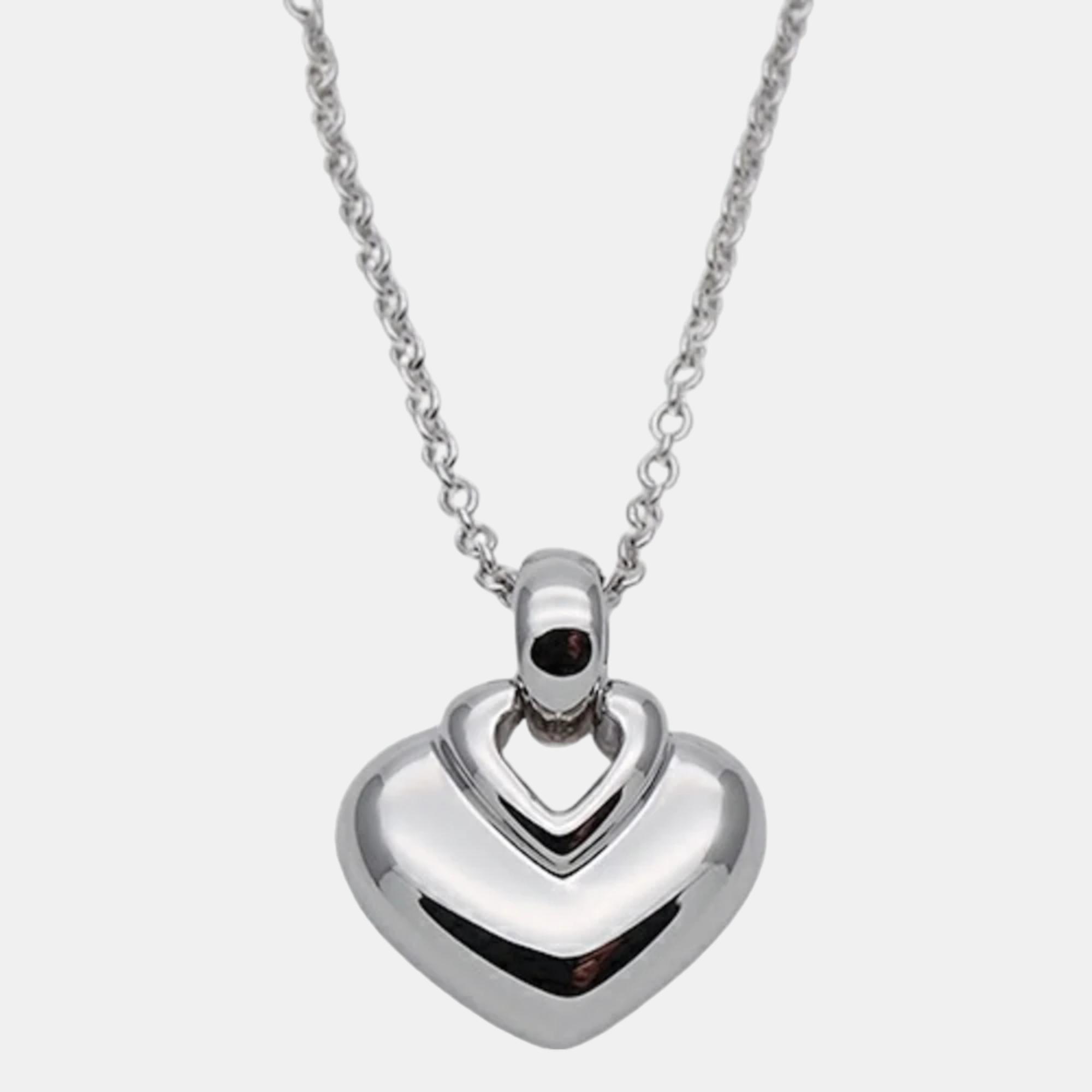 

Bvlgari Doppio Cuore Heart 18K White Gold Necklace