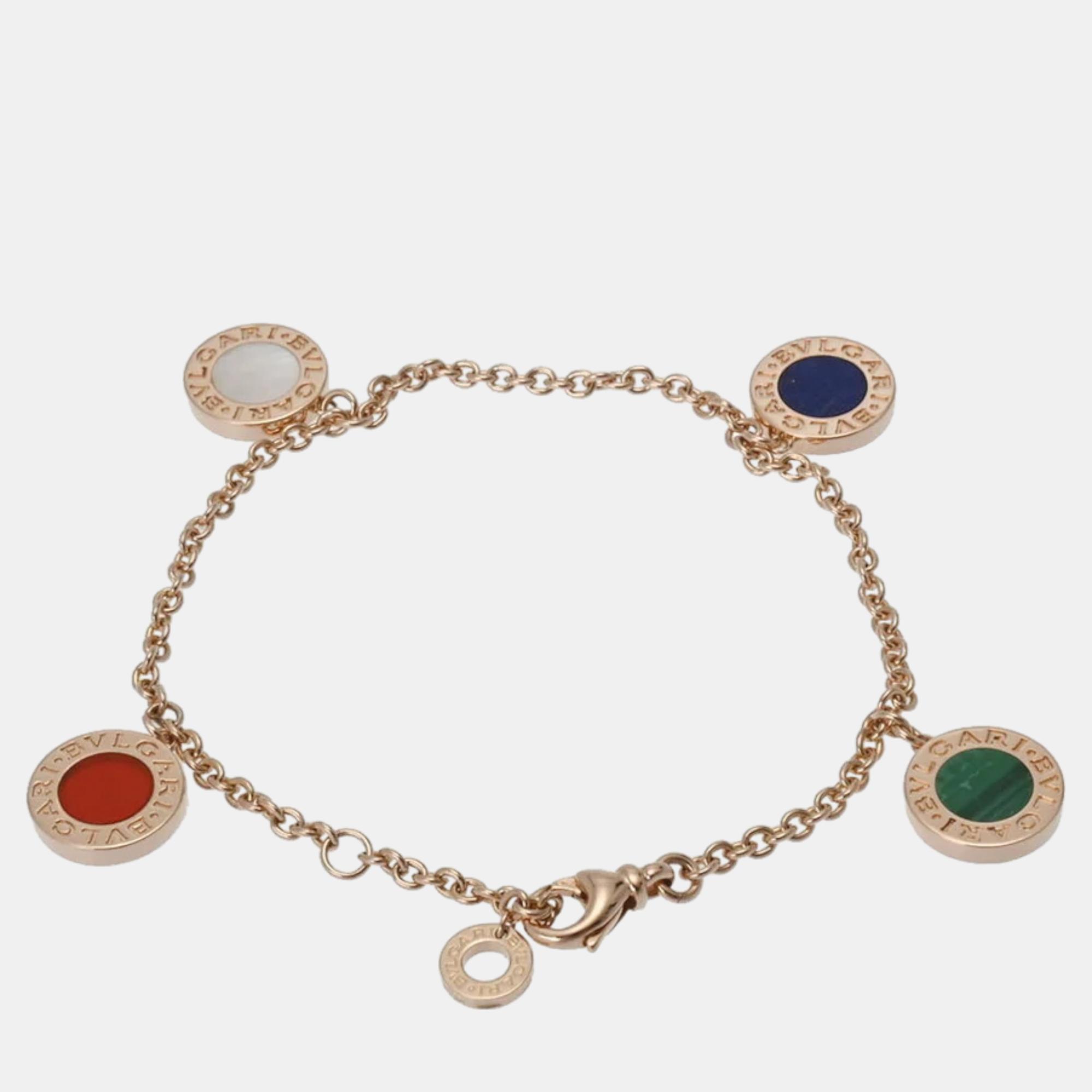 

Bvlgari Bvlgari Bvlgari 18K Rose Gold Mother of Pearl Carnelian and Quartz Bracelet 15.5