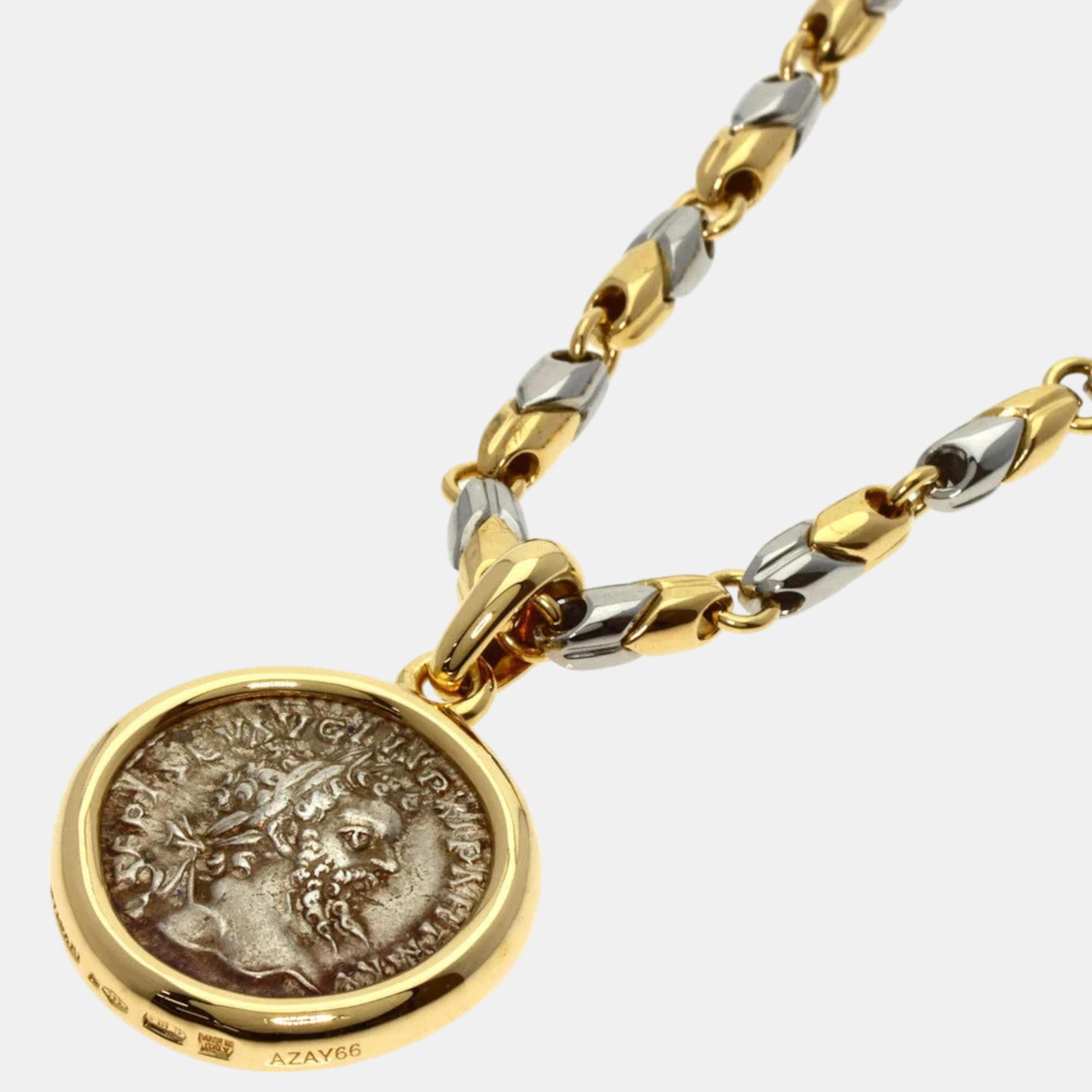 

Bvlgari Monete Coin 18K Yellow Gold Stainless Steel Necklace