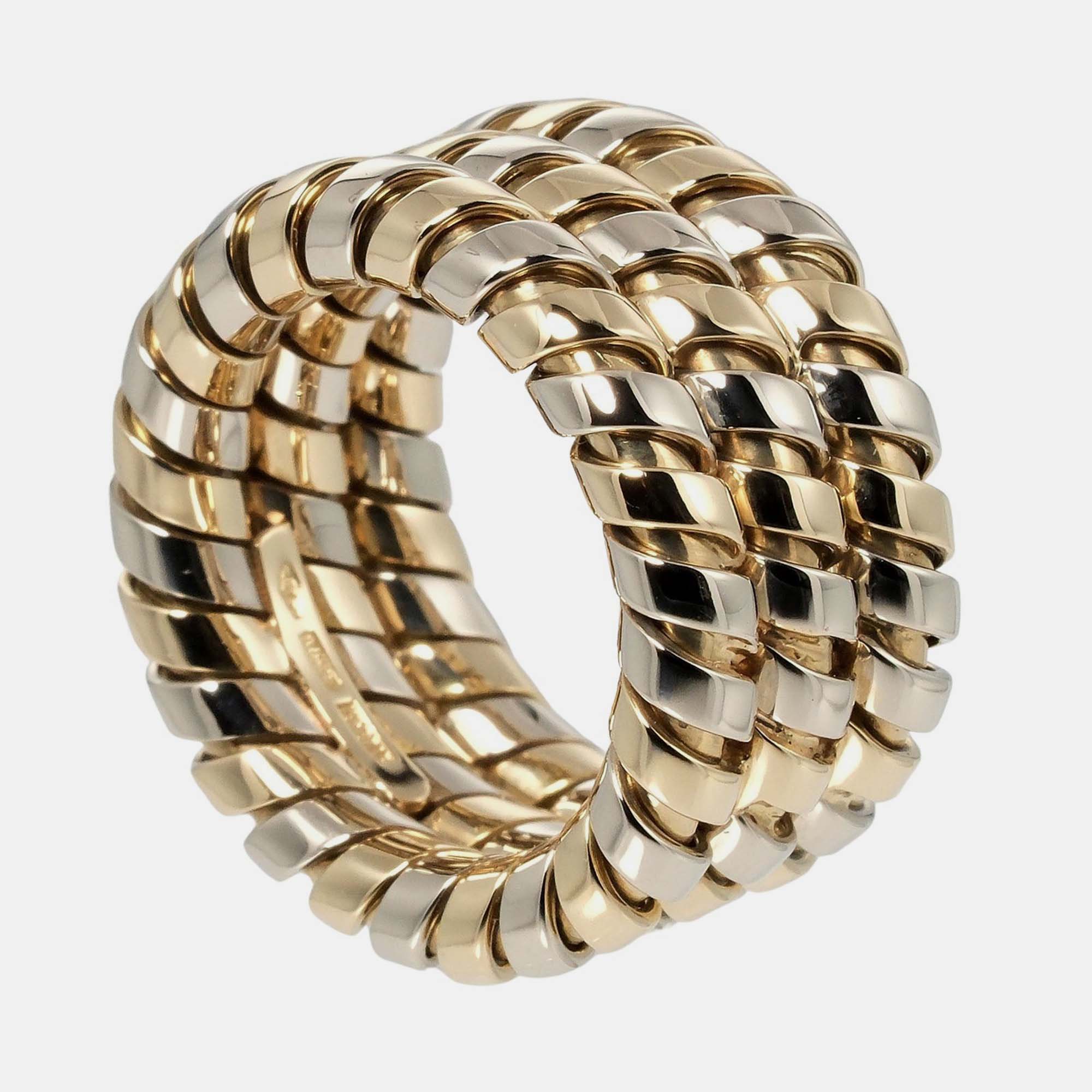 

Bvlgari Tubogas 18K Yellow Gold Stainless Steel Ring EU 49