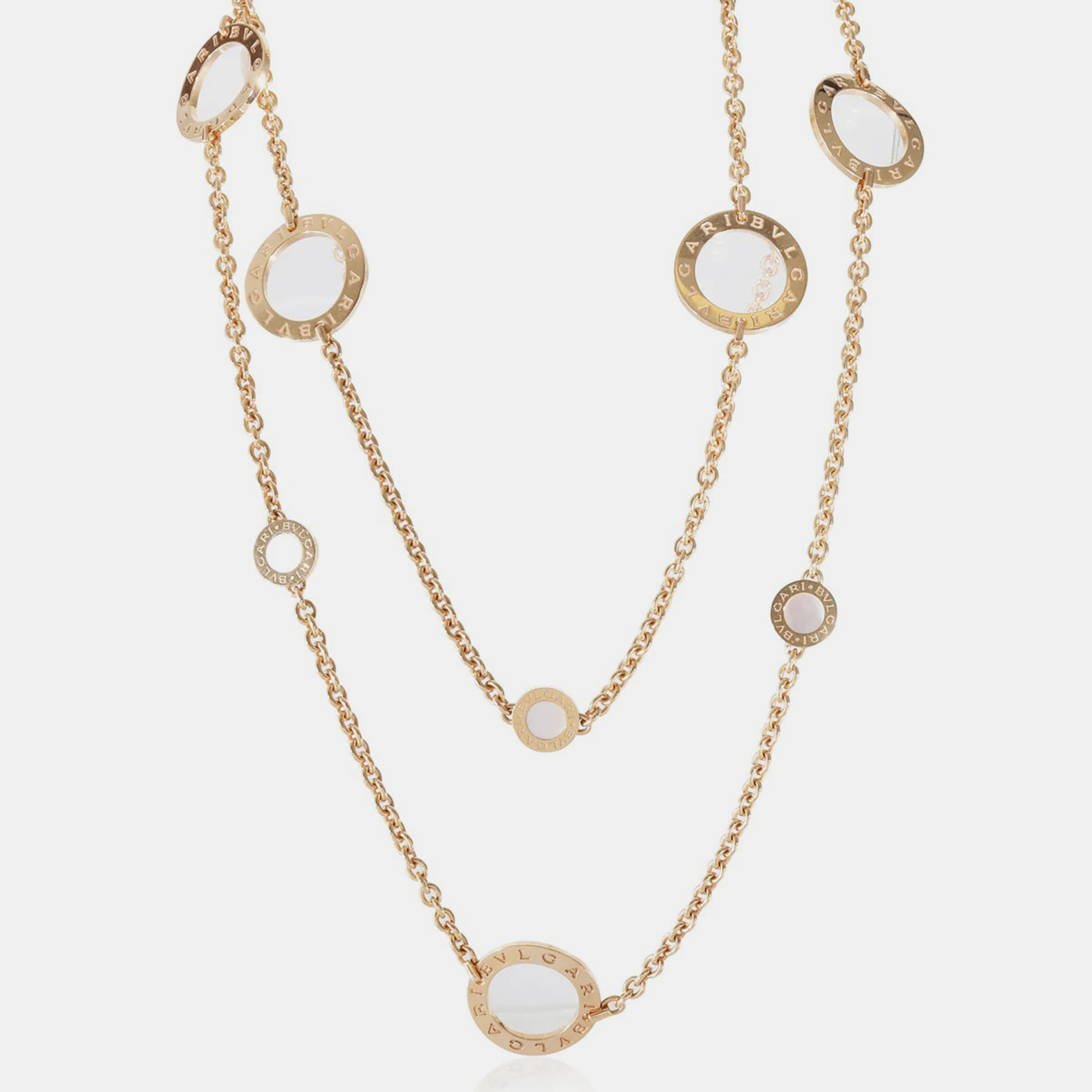 Pre-owned Bvlgari Mother Of Pearl Sautoir Necklace In 18k Rose Gold