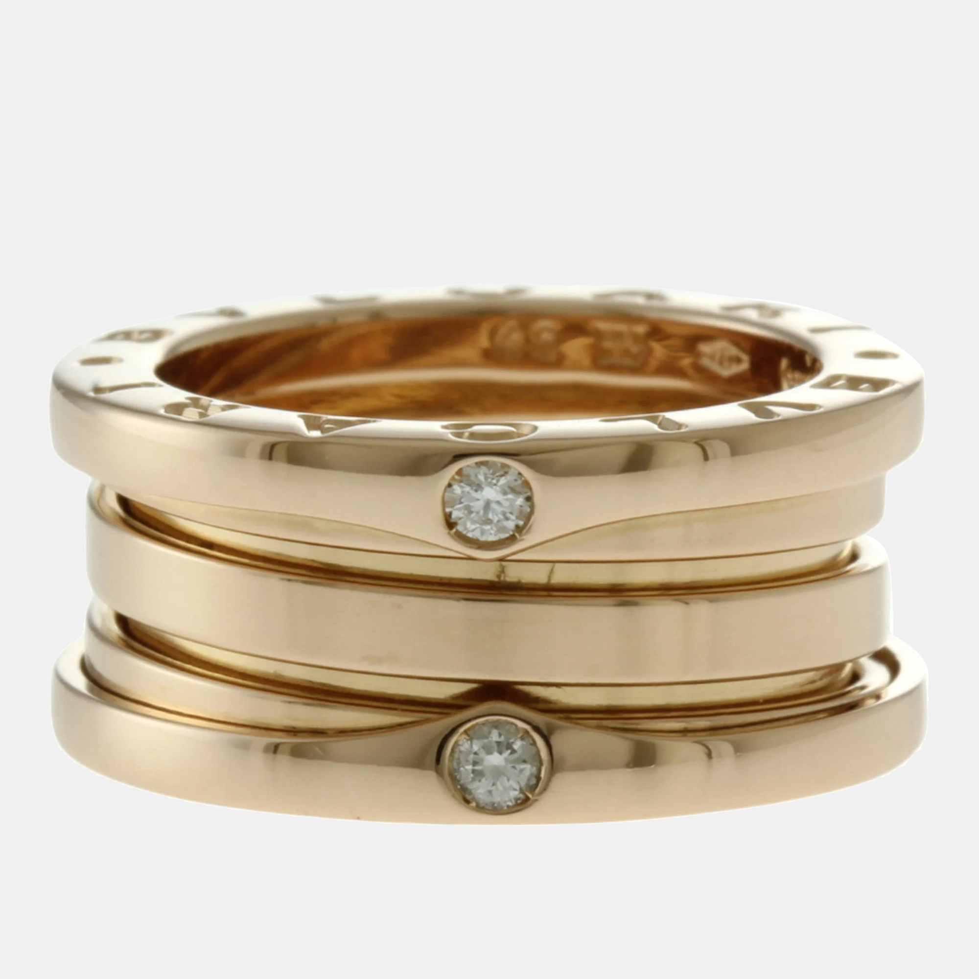 

Bvlgari 18K Rose Gold and Diamond B.Zero1 3 Band Ring EU 47