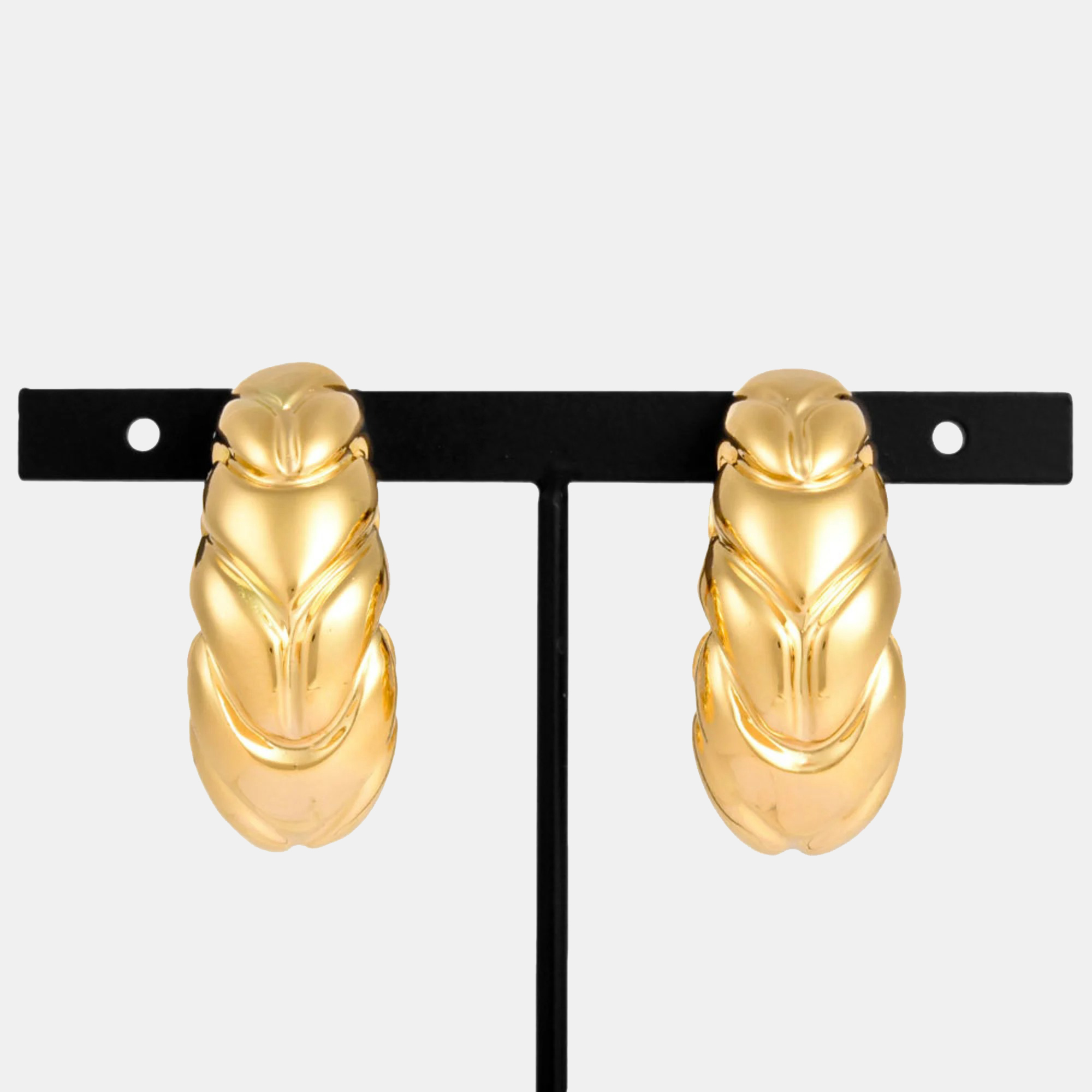 

Bvlgari 18K Yellow Gold Spiga Vintage Hoop Earrings