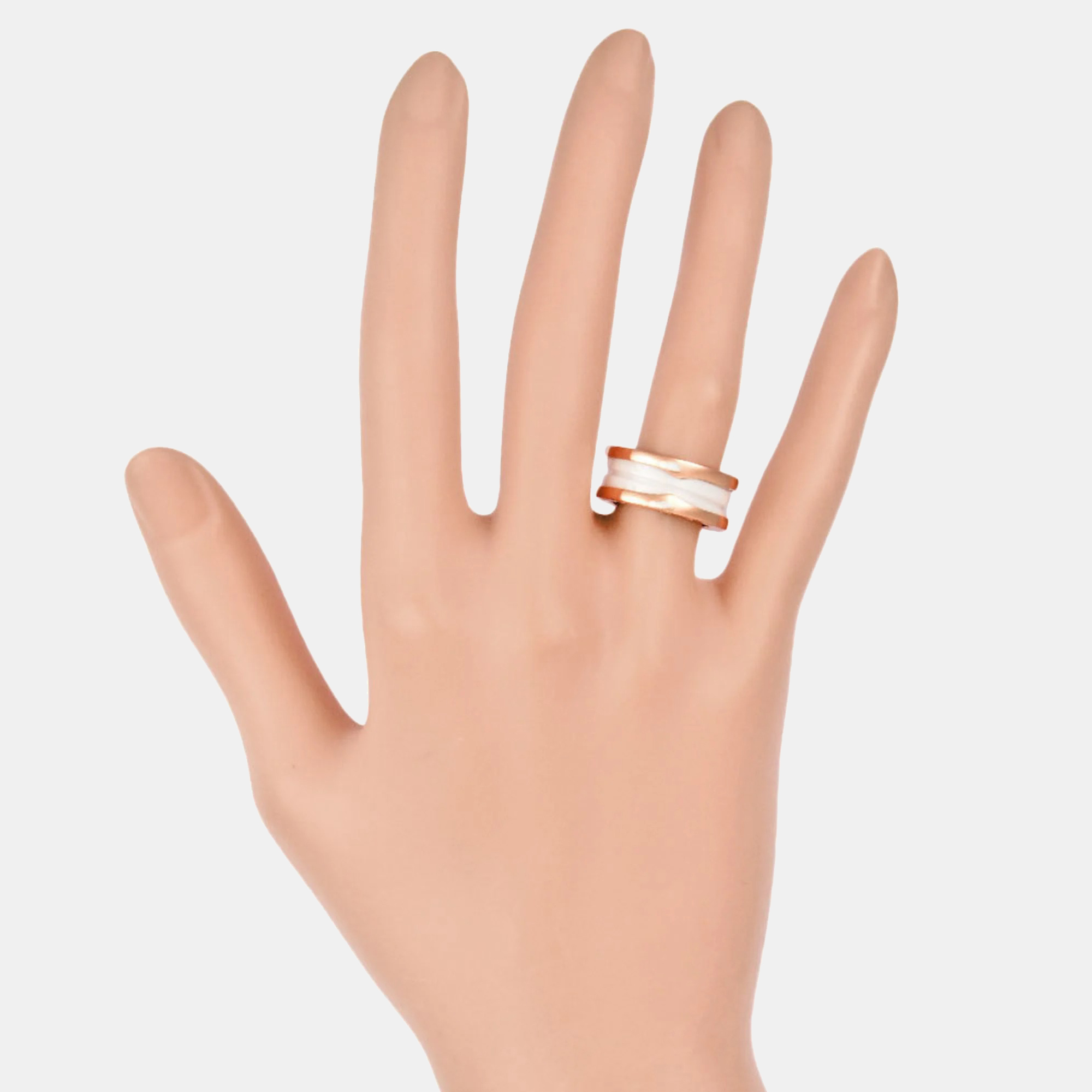 

Bvlgari 18K Rose Gold and Ceramic B.zero1 Ring EU 49