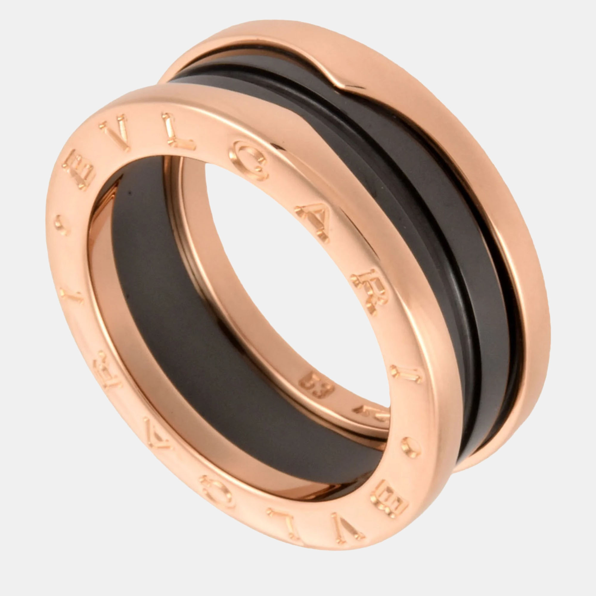 

Bvlgari Black 18K Rose Gold and Ceramic B.Zero1 Band Ring EU 54.5