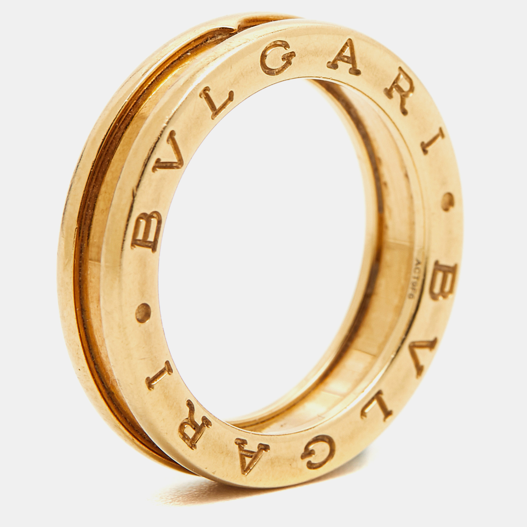 Pre-owned Bvlgari B.zero1 1-band 18k Yellow Gold Ring Size 55