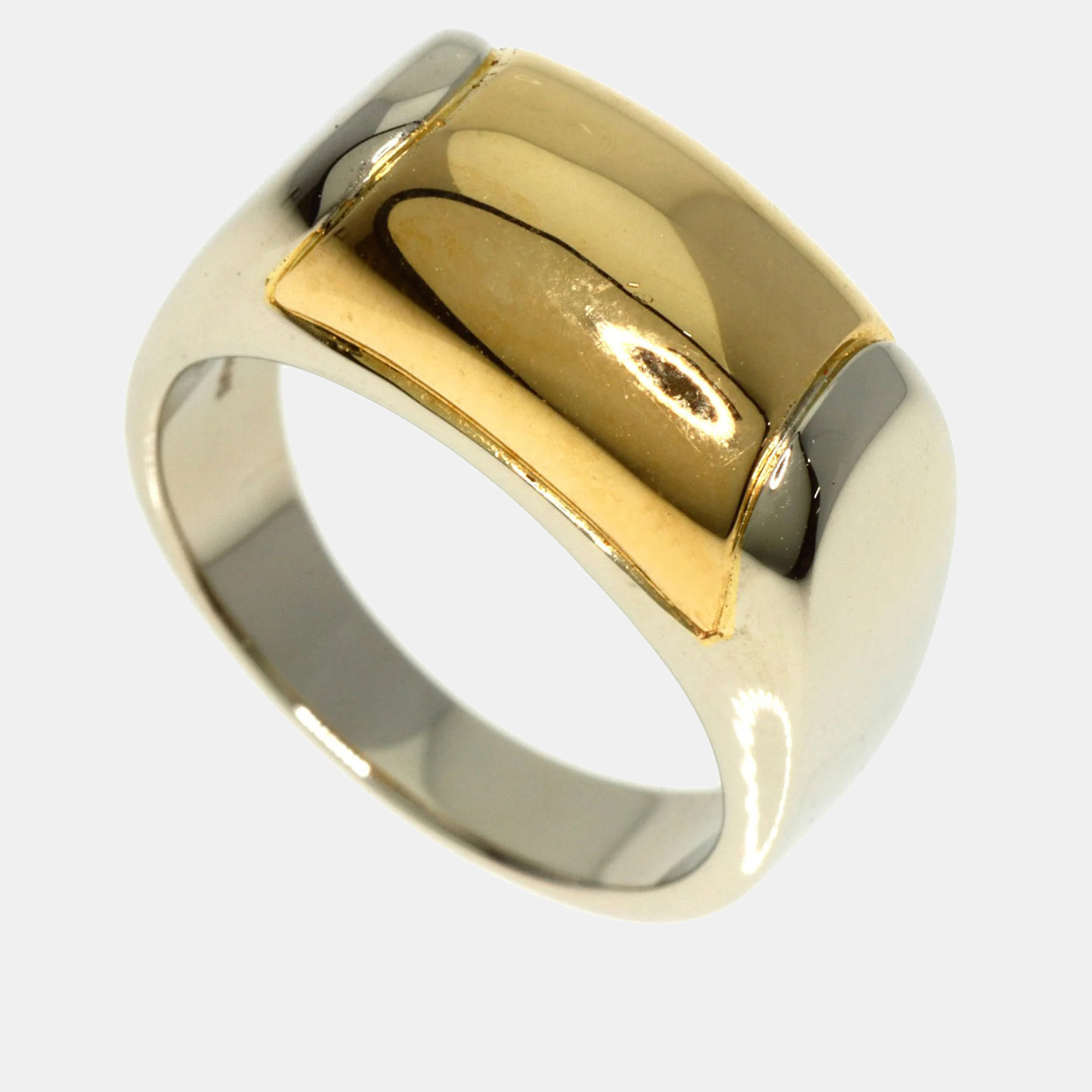 

Bvlgari 18K White Gold and Yellow Gold Tronchetto Band Ring EU 58