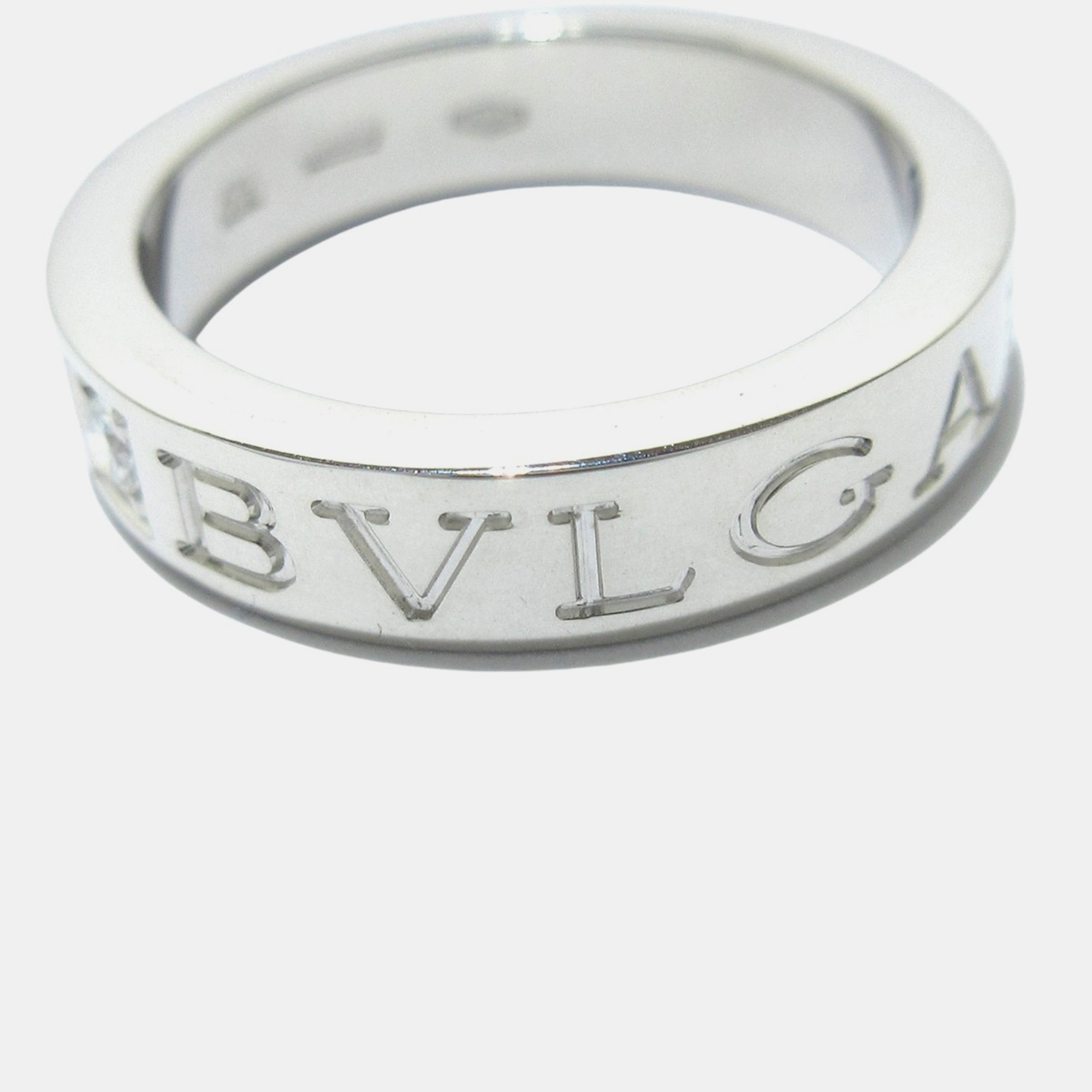 

Bvlgari 18K White Gold and Diamond Bvlgari Bvlgari Band Ring EU 48