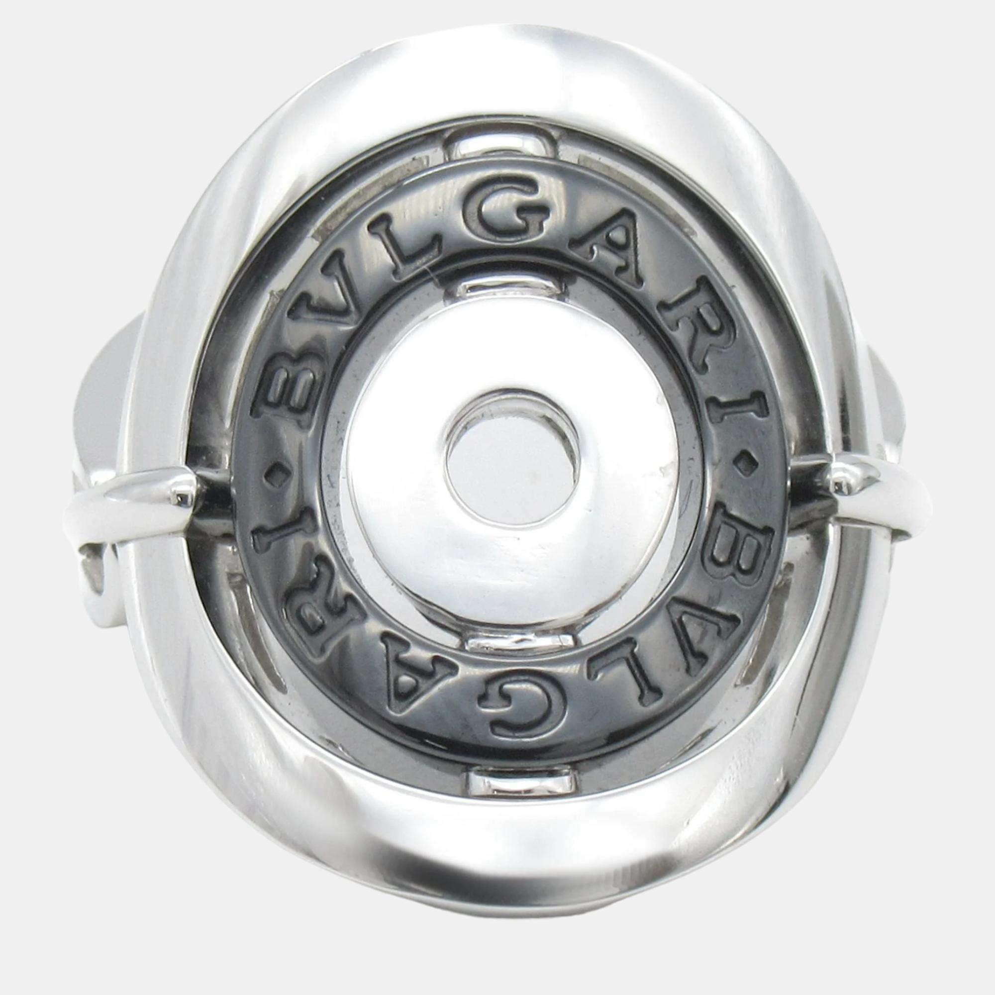 

Bvlgari 18K White Gold Cerchi Astrale Shield Ring EU 51