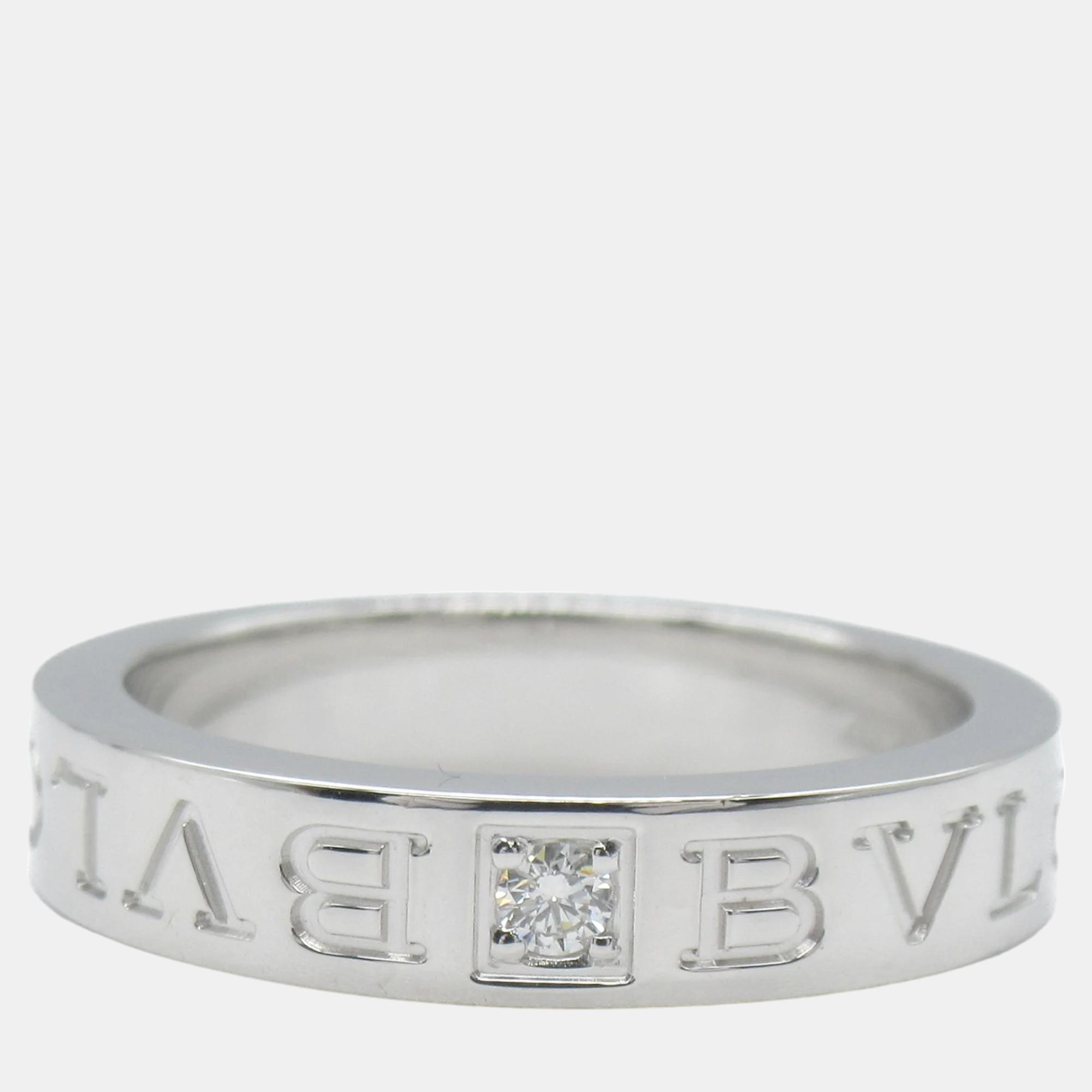 

Bvlgari 18K White Gold and Diamond Bvlgari Bvlgari Band Ring EU 52
