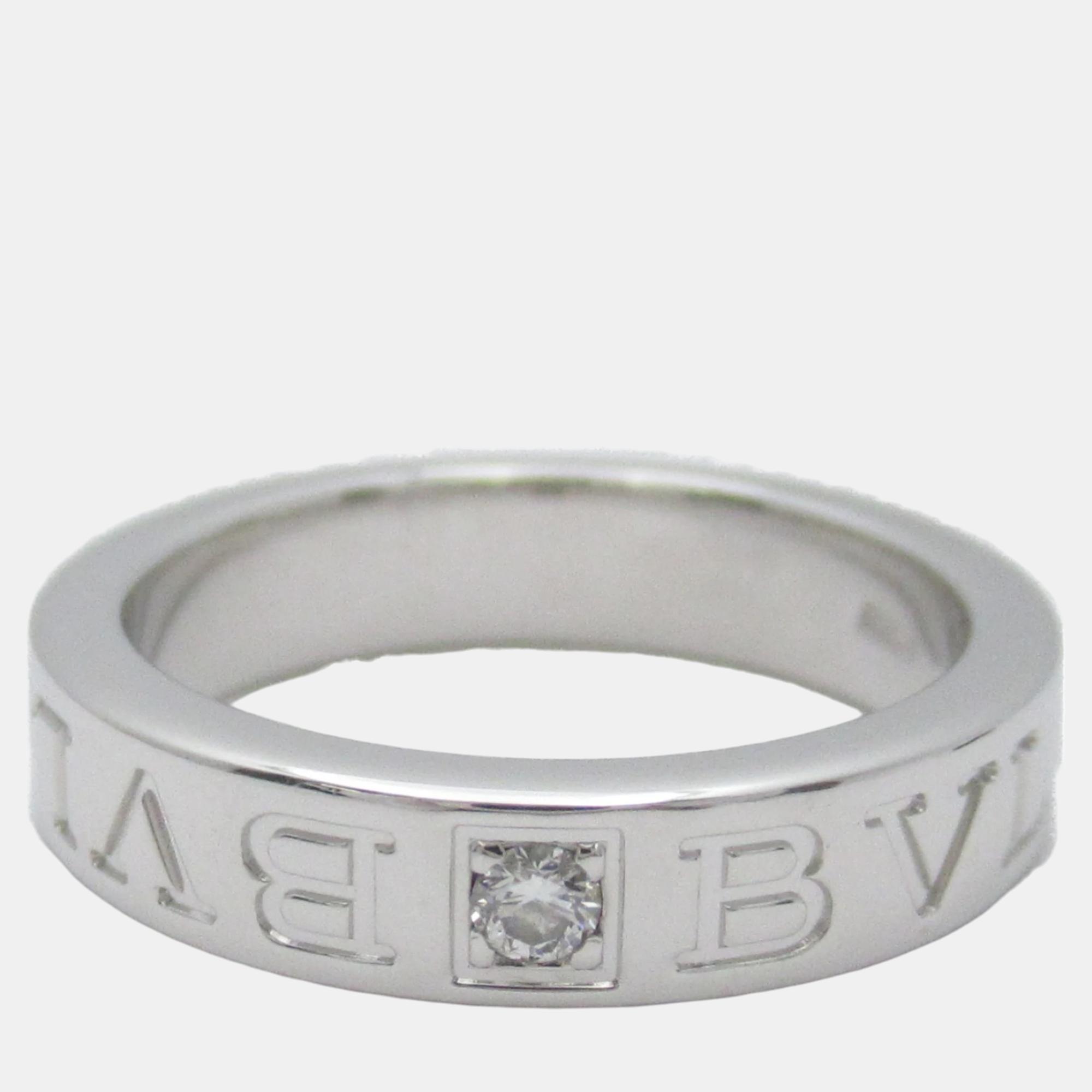 

Bvlgari 18K White Gold and Diamond Bvlgari Bvlgari Band Ring EU 49
