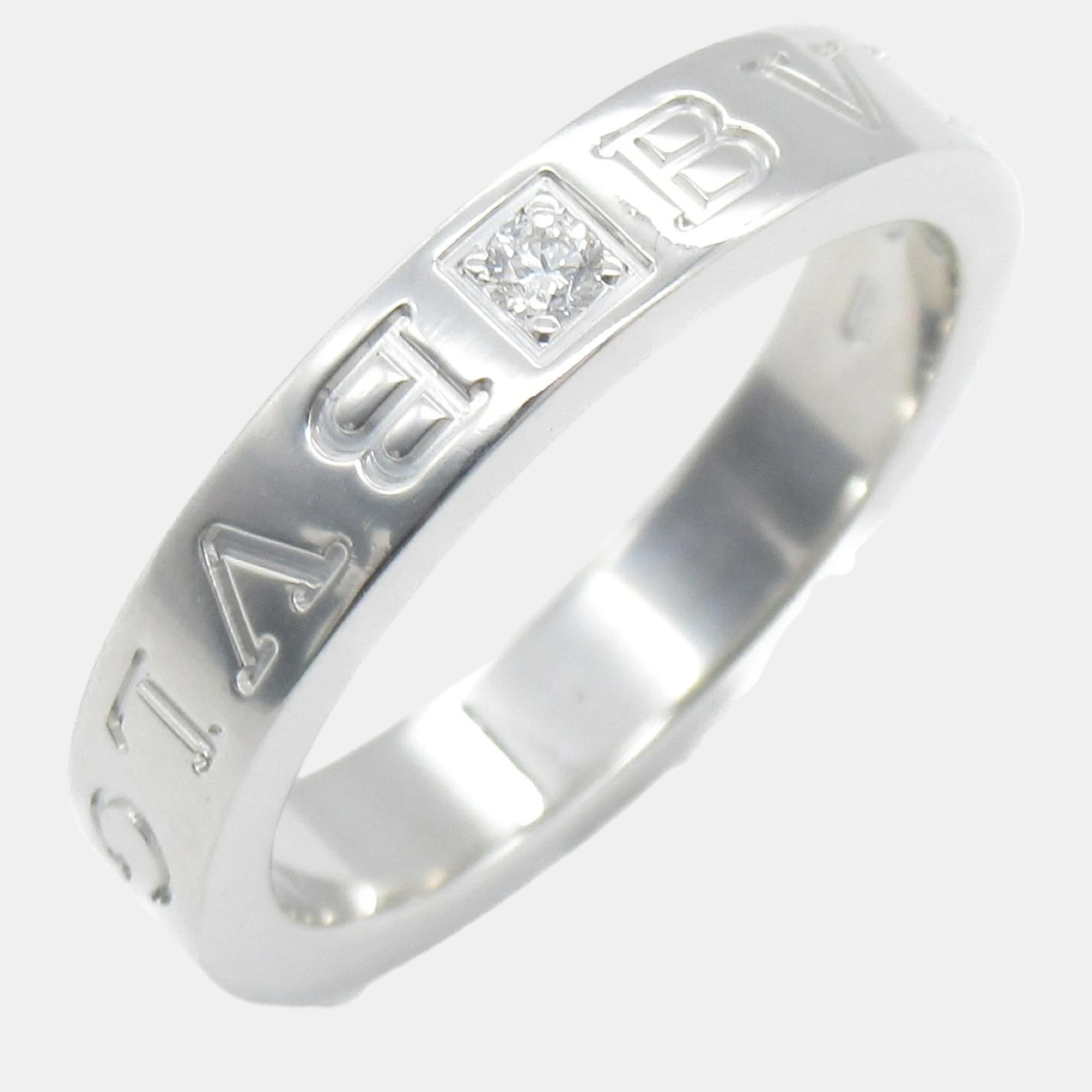

Bvlgari 18K White Gold and Diamond Bvlgari Bvlgari Band Ring EU 55
