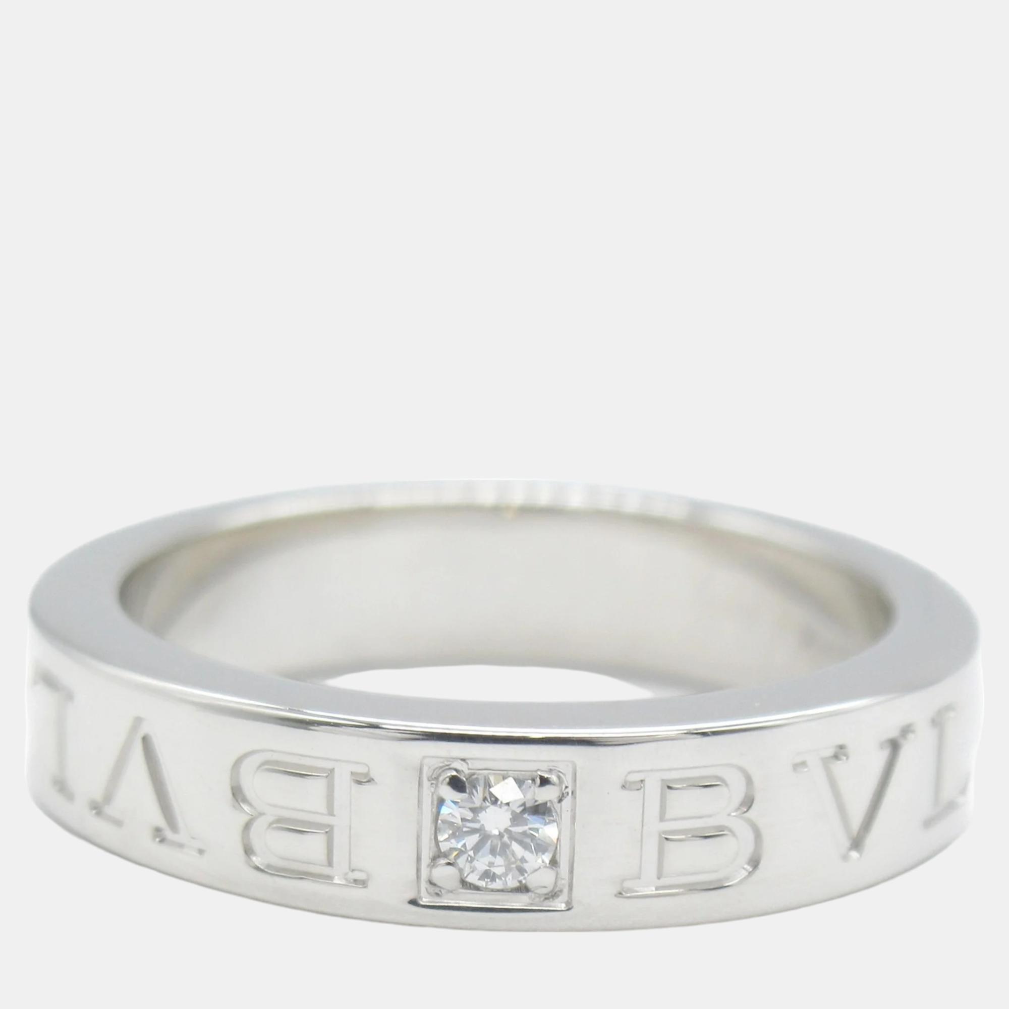 

Bvlgari 18K White Gold and Diamond Bvlgari Bvlgari Band Ring EU 48