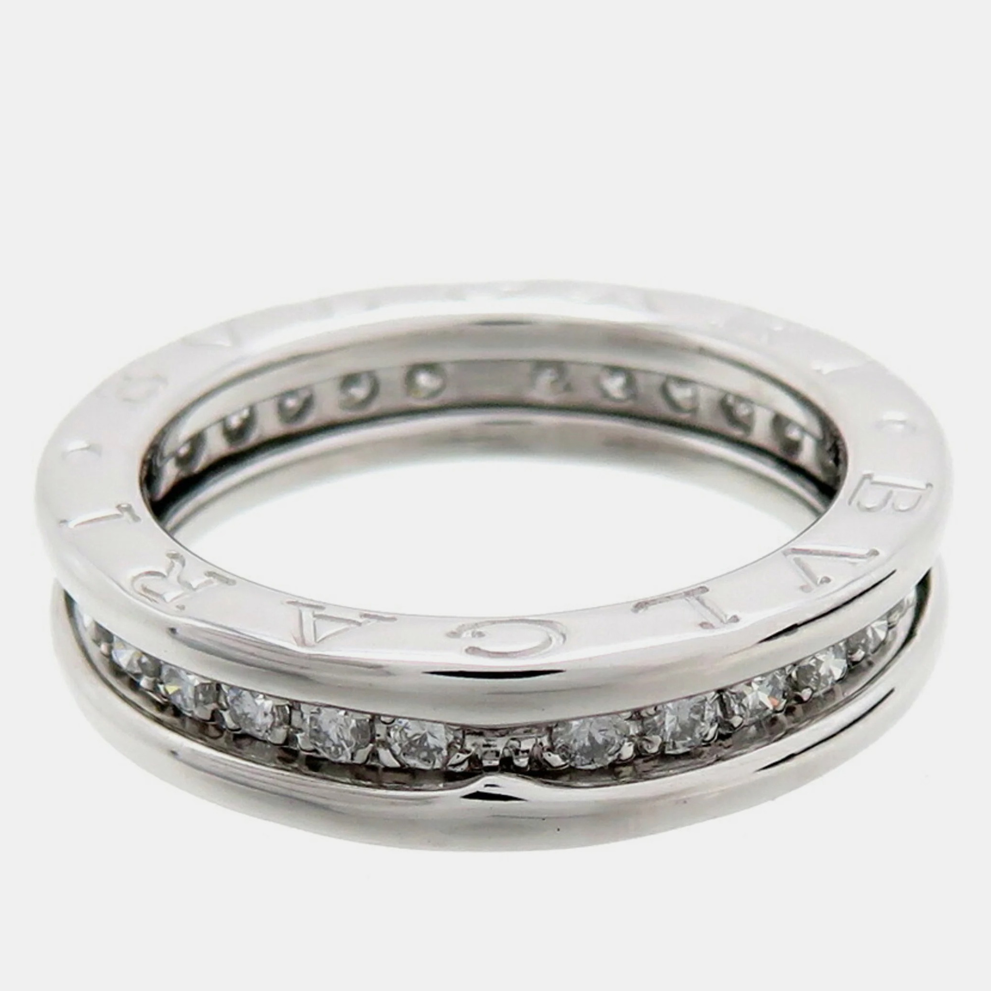 

Bvlgari 18K White Gold and Diamond B.Zero1 Band Ring EU 48