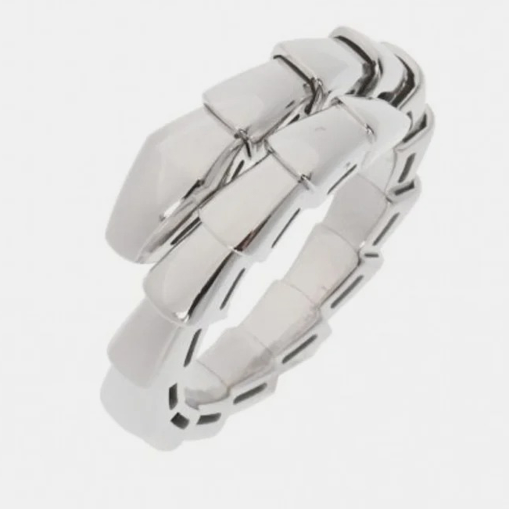 

Bvlgari 18K White Gold Serpenti Viper Band Ring EU 48