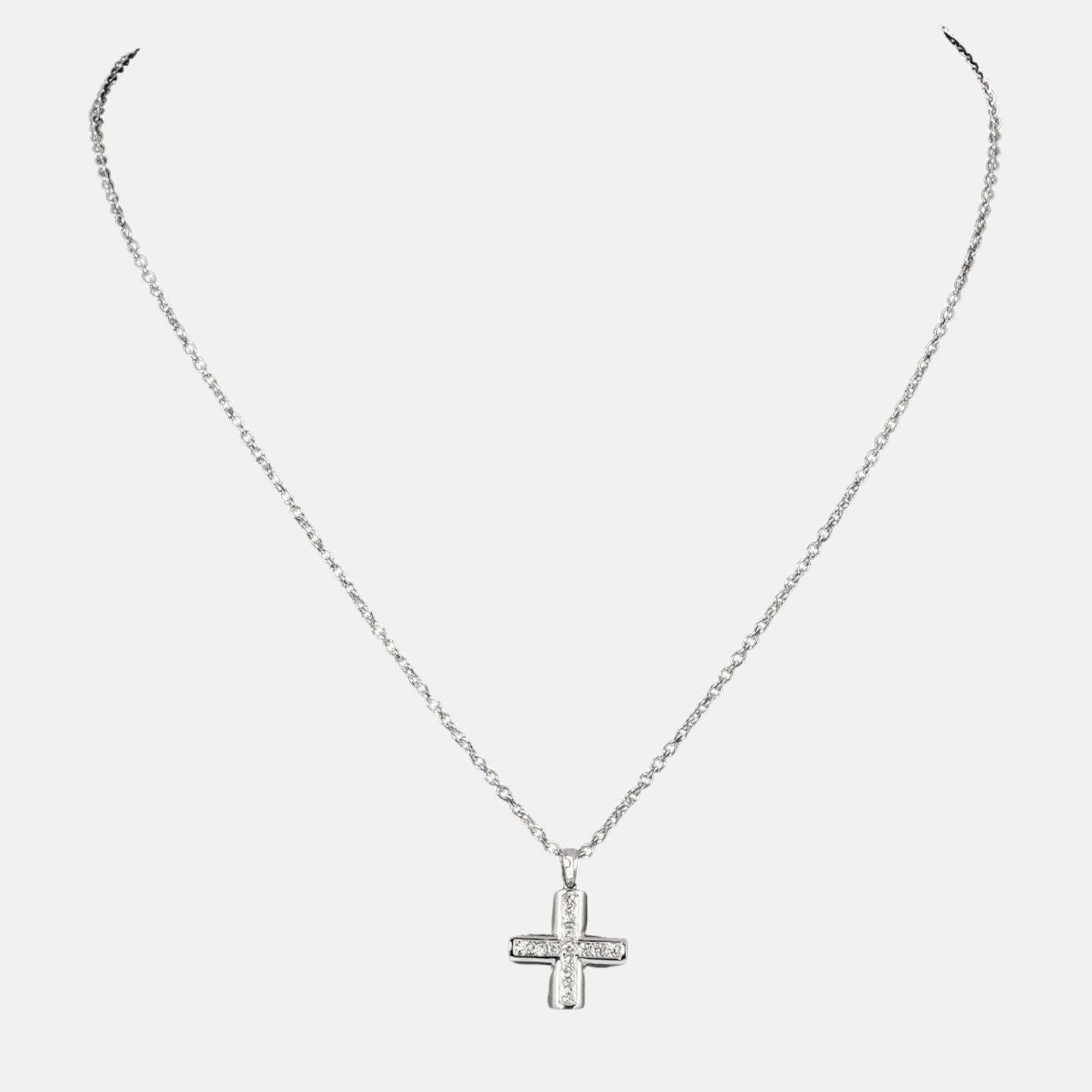 

Bulgari White Gold Diamond Cross Pendant Necklace