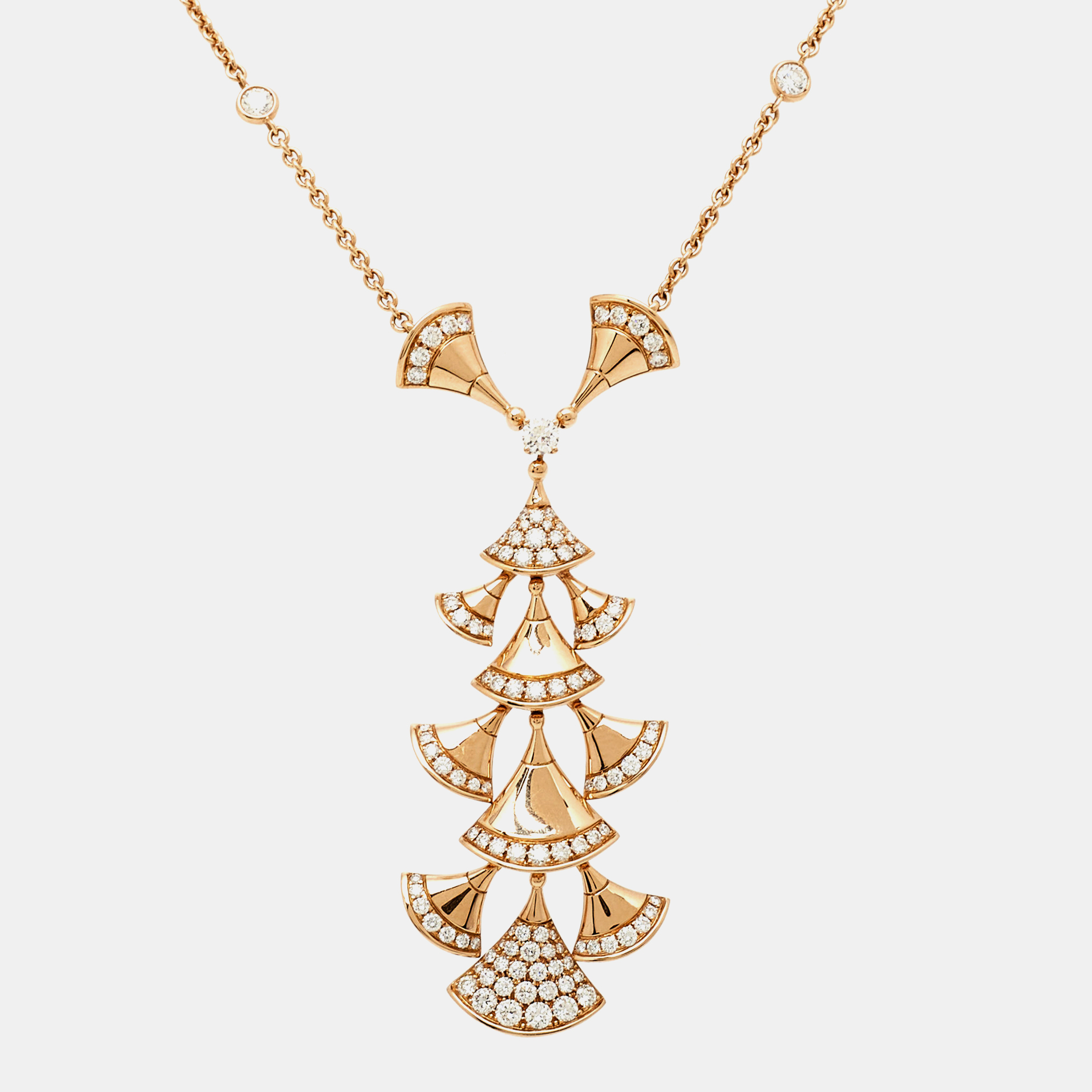 Pre-owned Bvlgari Divas' Dream Diamonds 18k Rose Gold Necklace