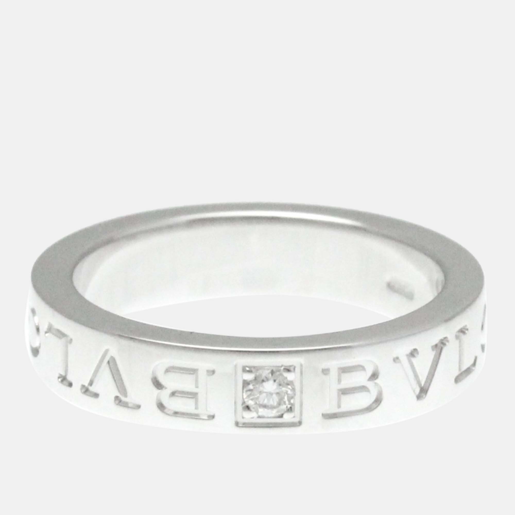Pre-owned Bvlgari Band Ring Eu 50 In White