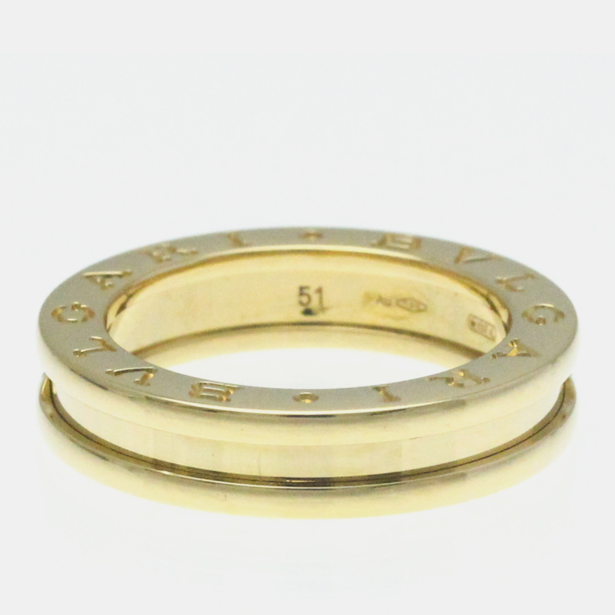 Pre-owned Bvlgari 18k Yellow Gold Band Ring Eu 51