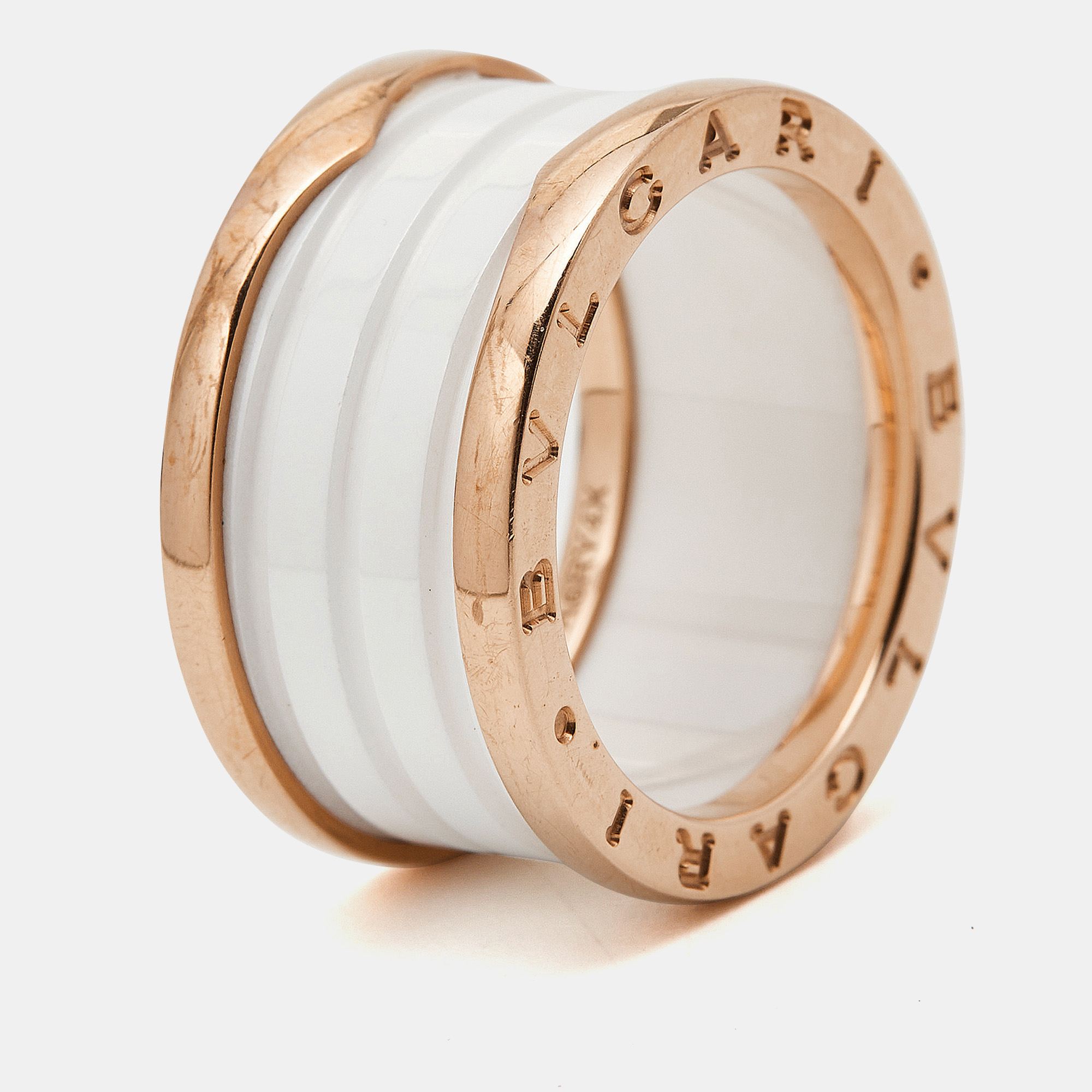 

Bvlgari B.Zero1 4-Band Ceramic 18k Rose Gold Ring Size