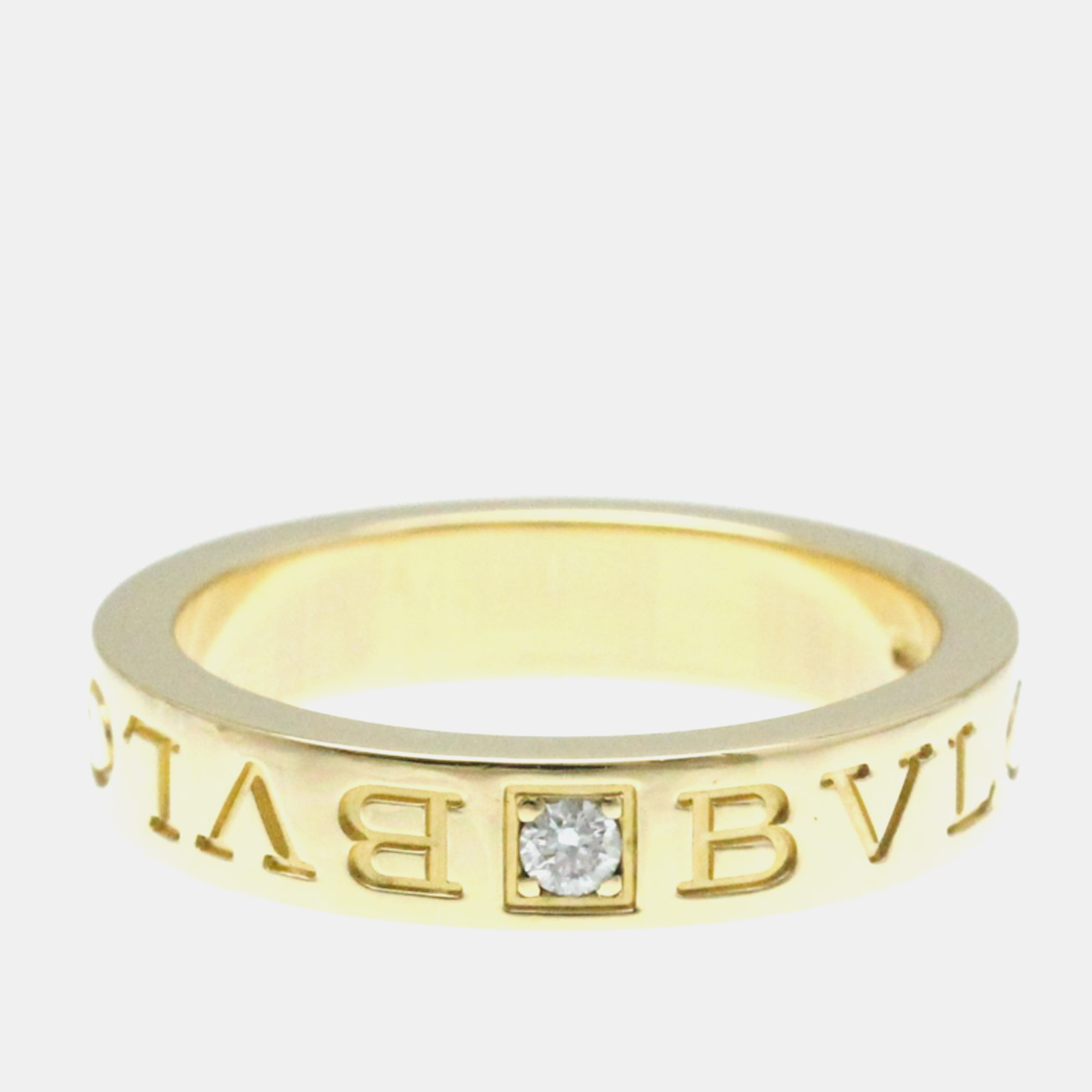 Pre-owned Bvlgari 18k Yellow Gold And Diamond B.zero1 Band Ring Eu 52