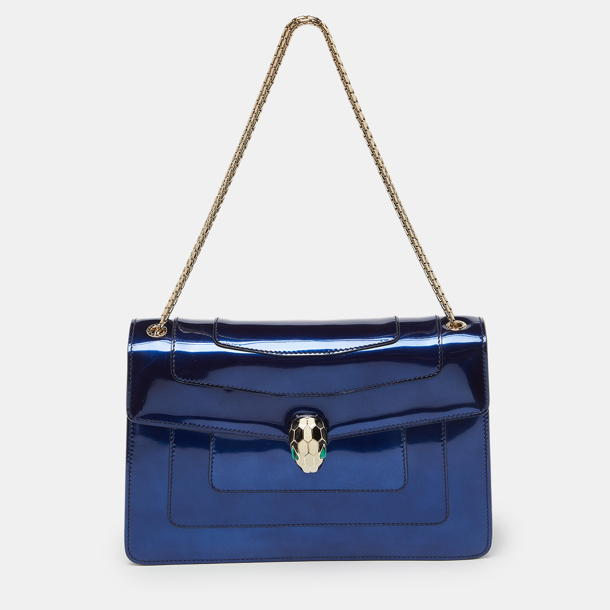 

Bvlgari Blue Patent Leather Medium Serpenti Forever Shoulder Bag