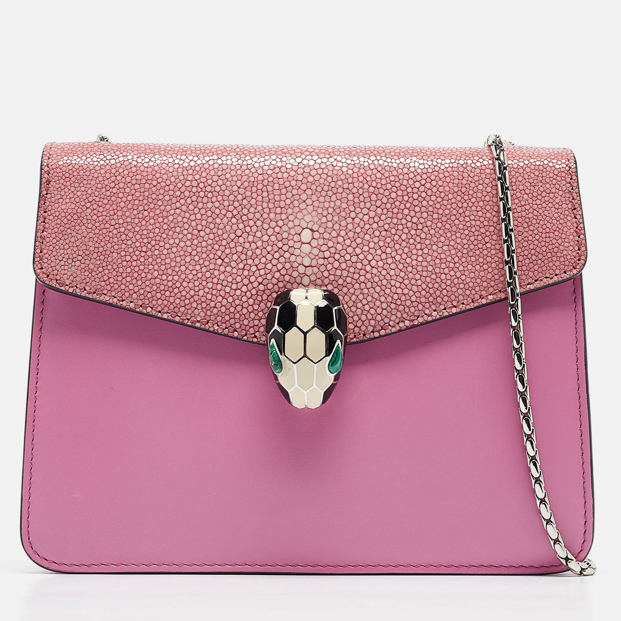 

Bvlgari Pink Stingray and Leather Small Serpenti Forever Shoulder Bag