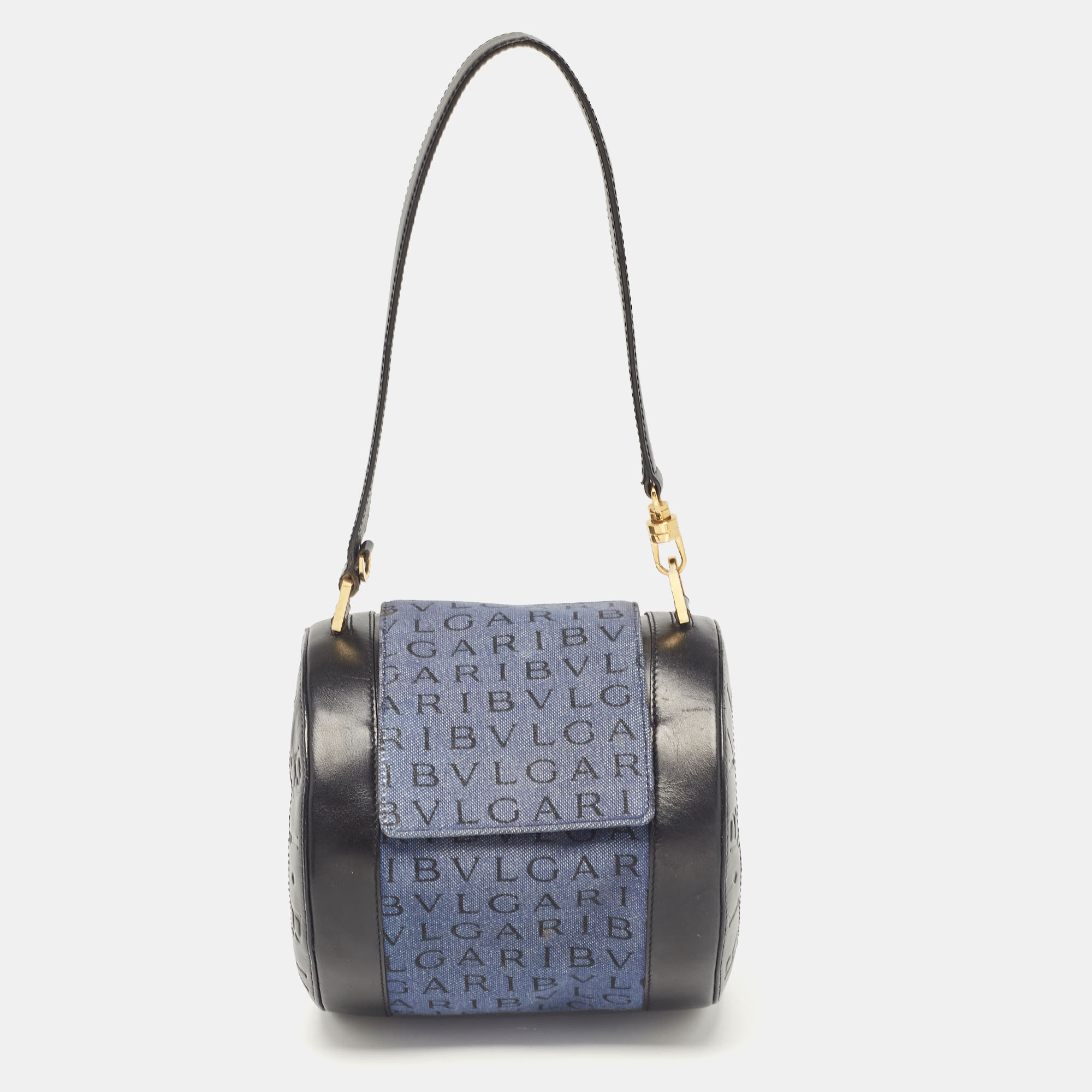 

Bvlgari Blue/Black Denim and Leather Cylinder Bag