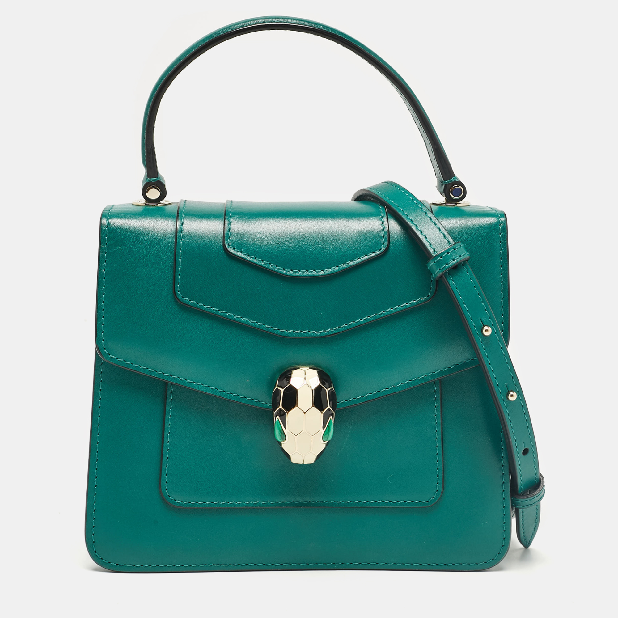 

Bvlgari Green Leather  Serpenti Forever Top Handle Bag