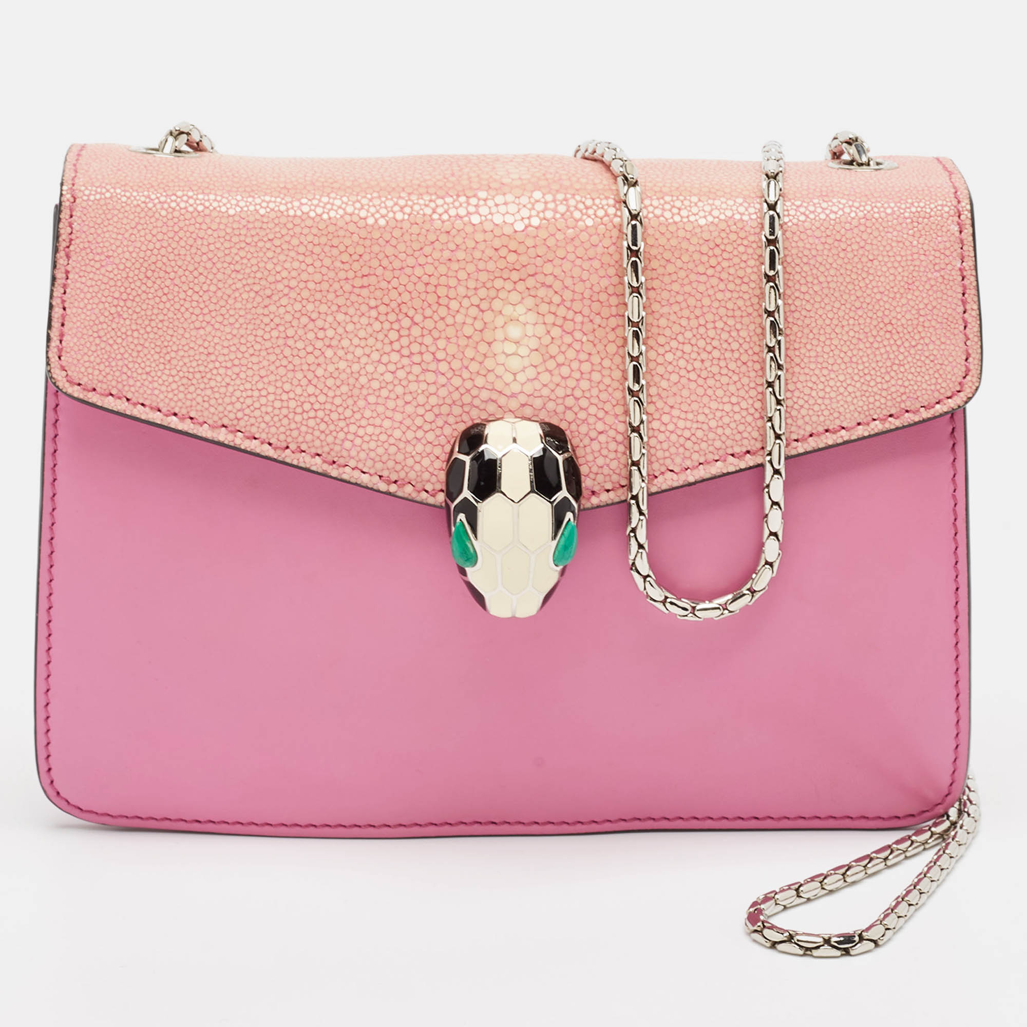 

Bvlgari Pink Leather and Stingray  Serpenti Forever Shoulder Bag