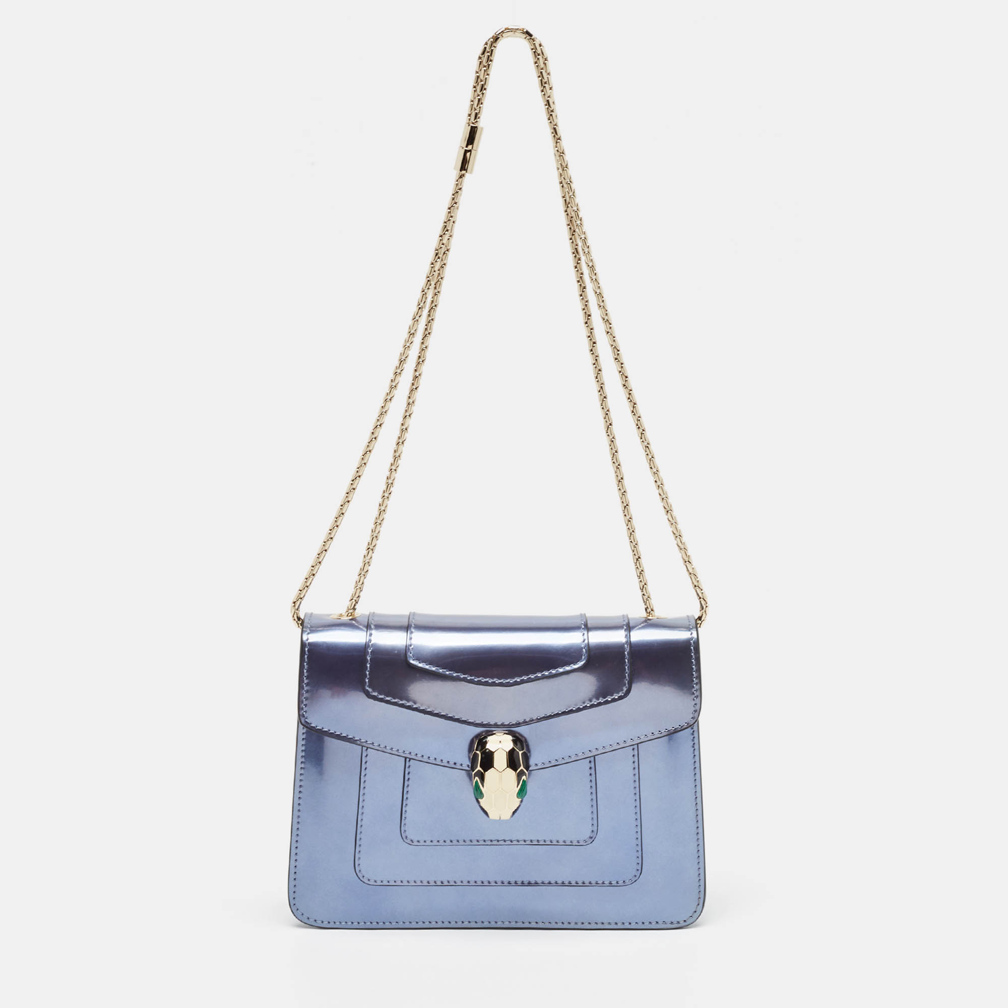 

Bvlgari Blue Patent Leather Small Serpenti Forever Shoulder Bag