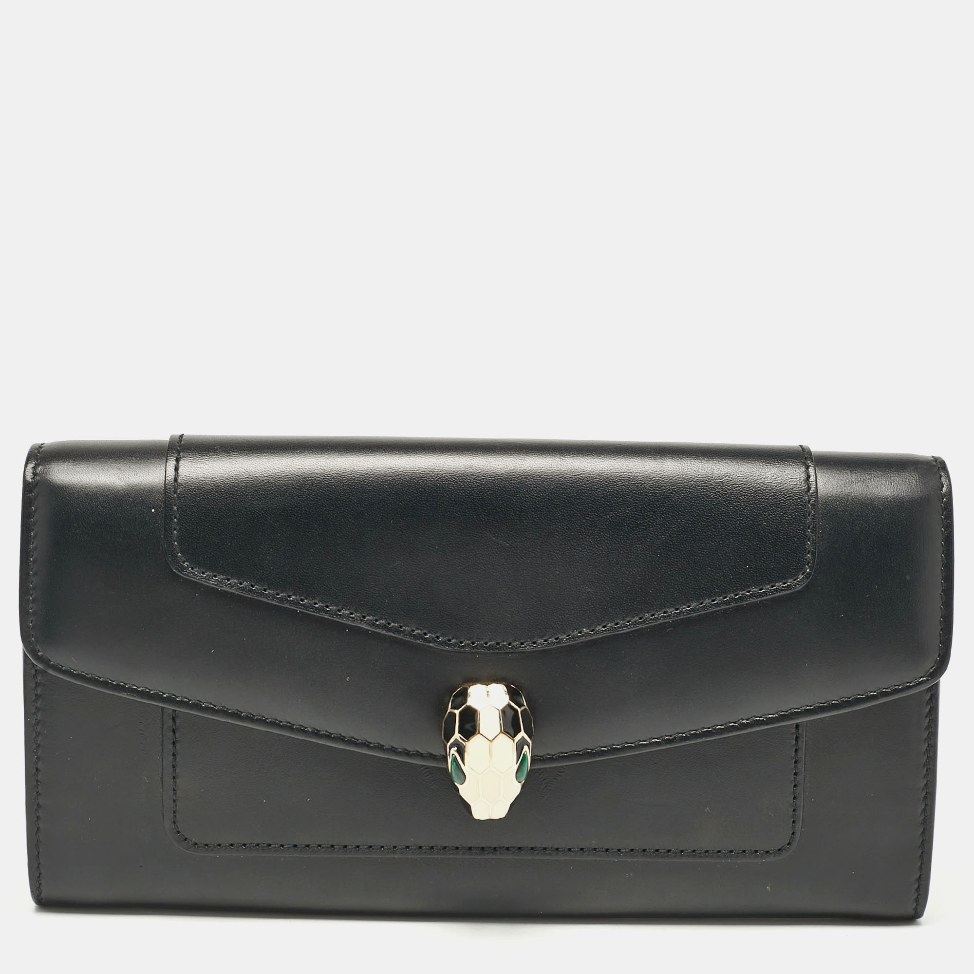 

Bvlgari Black Leather Serpenti Forever Continental Wallet