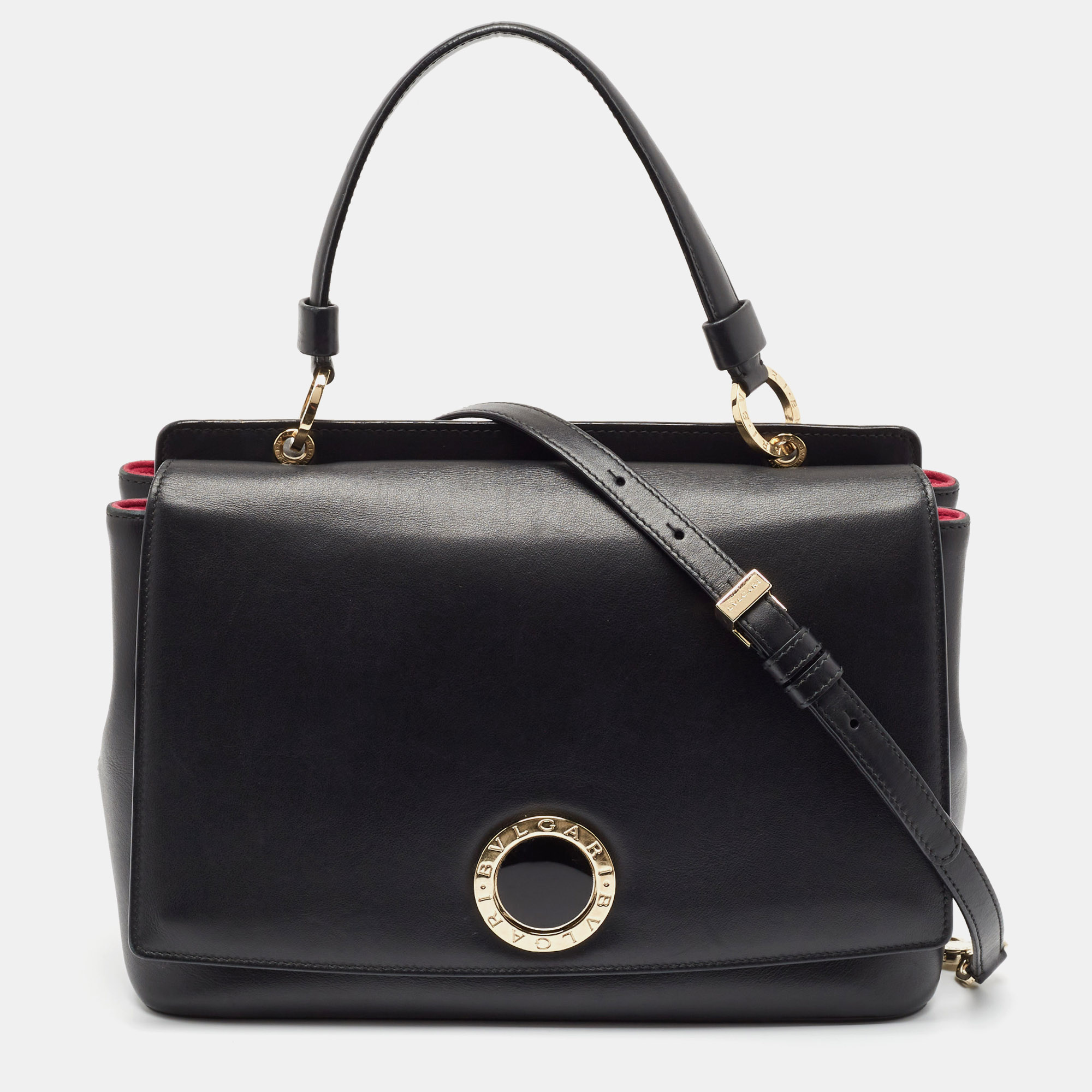 

Bvlgari Black Leather Duet Top Handle Bag