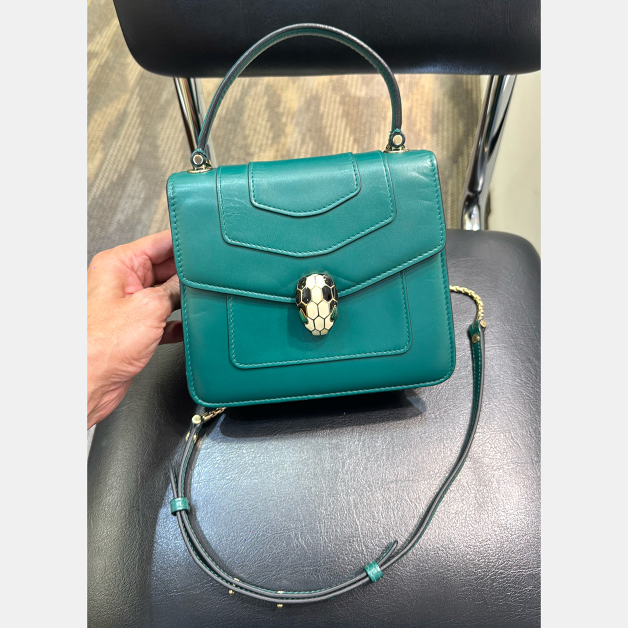 

Bvlgari Green Serpenti Forever Top Handle Bag