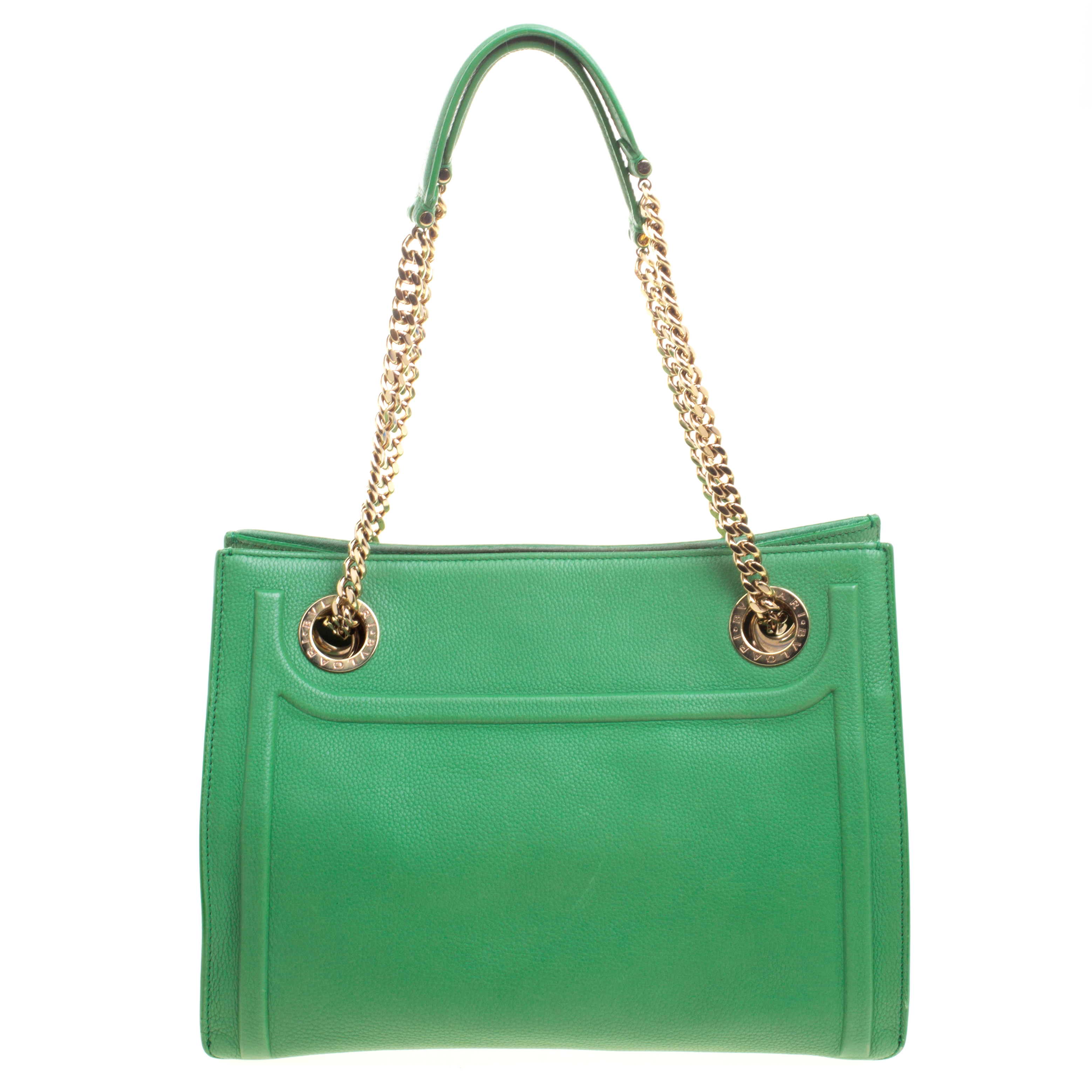 Bvlgari Green Leather Chain Shopping Tote Bvlgari | TLC