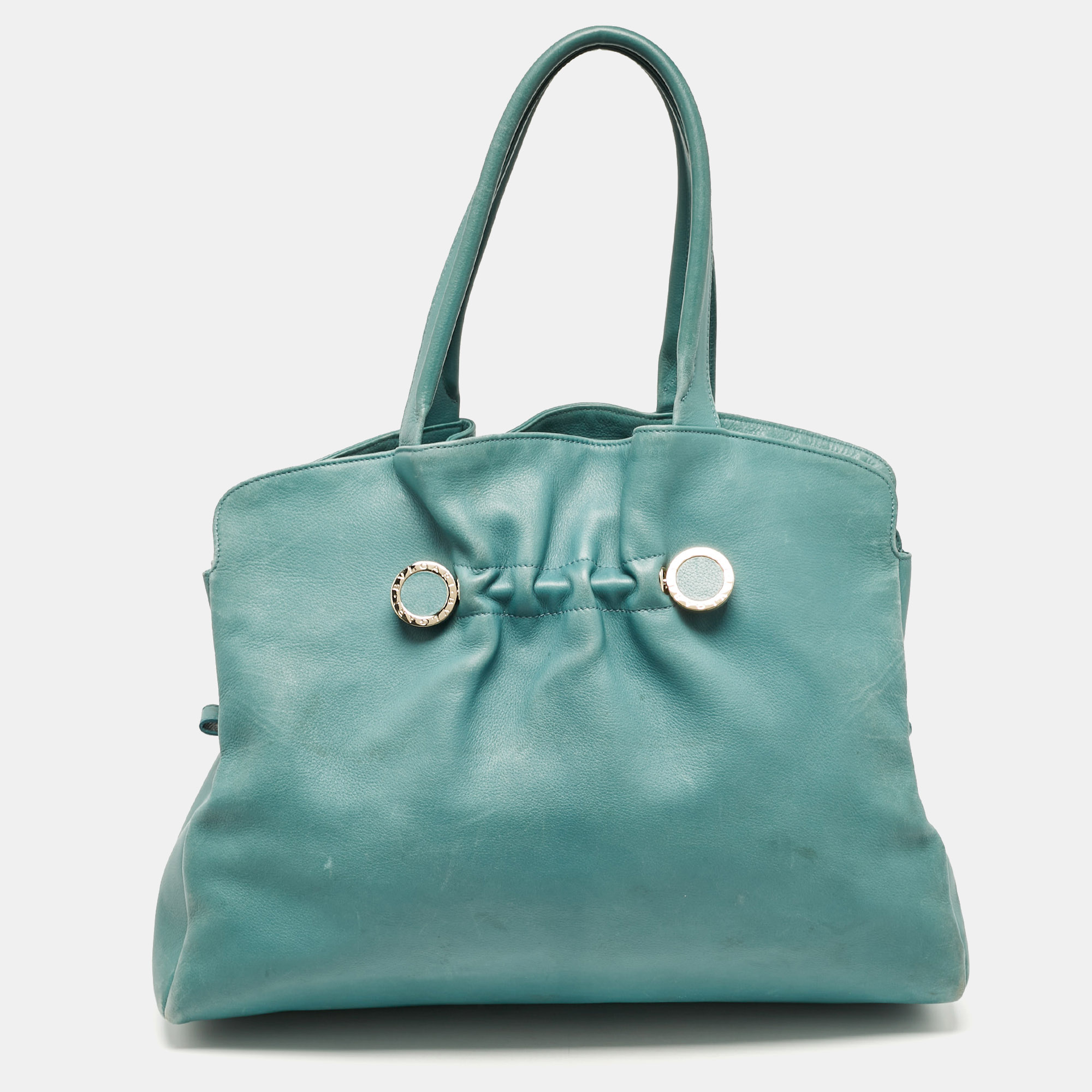 

Bvlgari Light Blue Leather Twist Tote