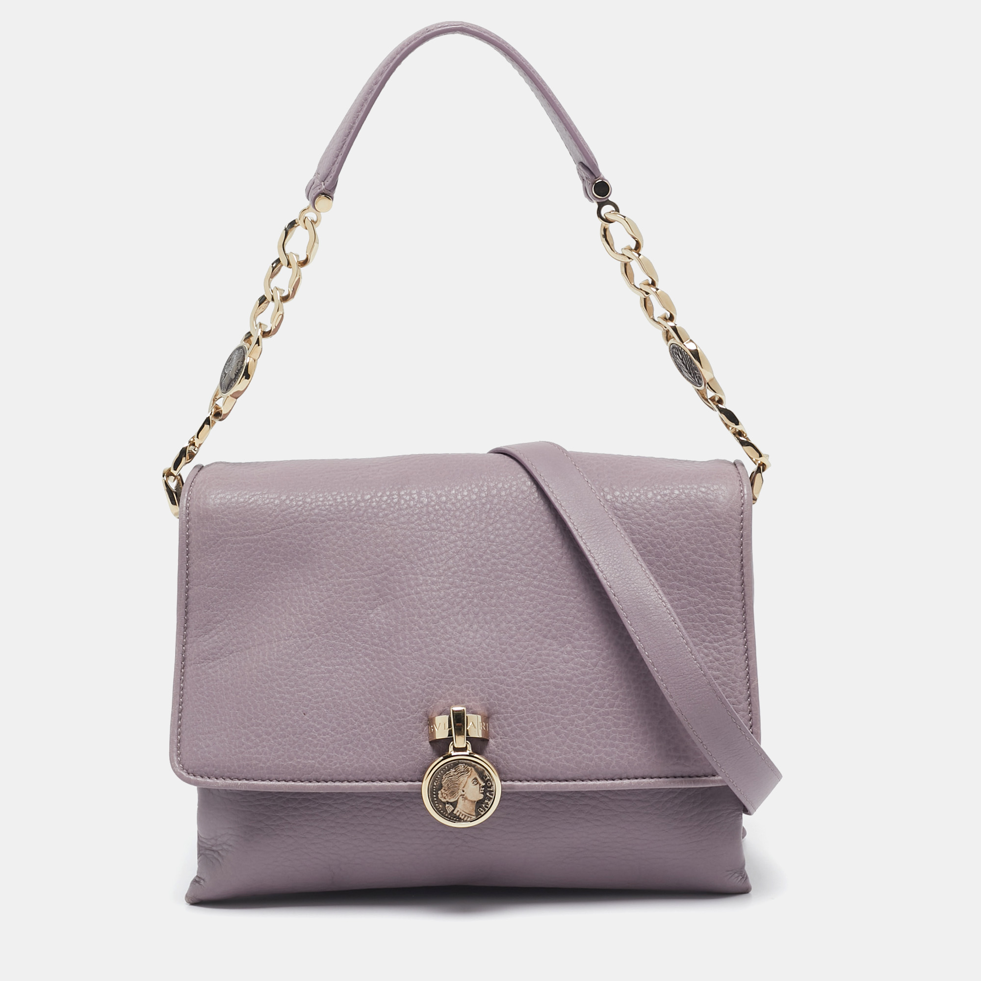 

Bvlgari Lavender Leather Monette Flap Top Handle Bag, Purple