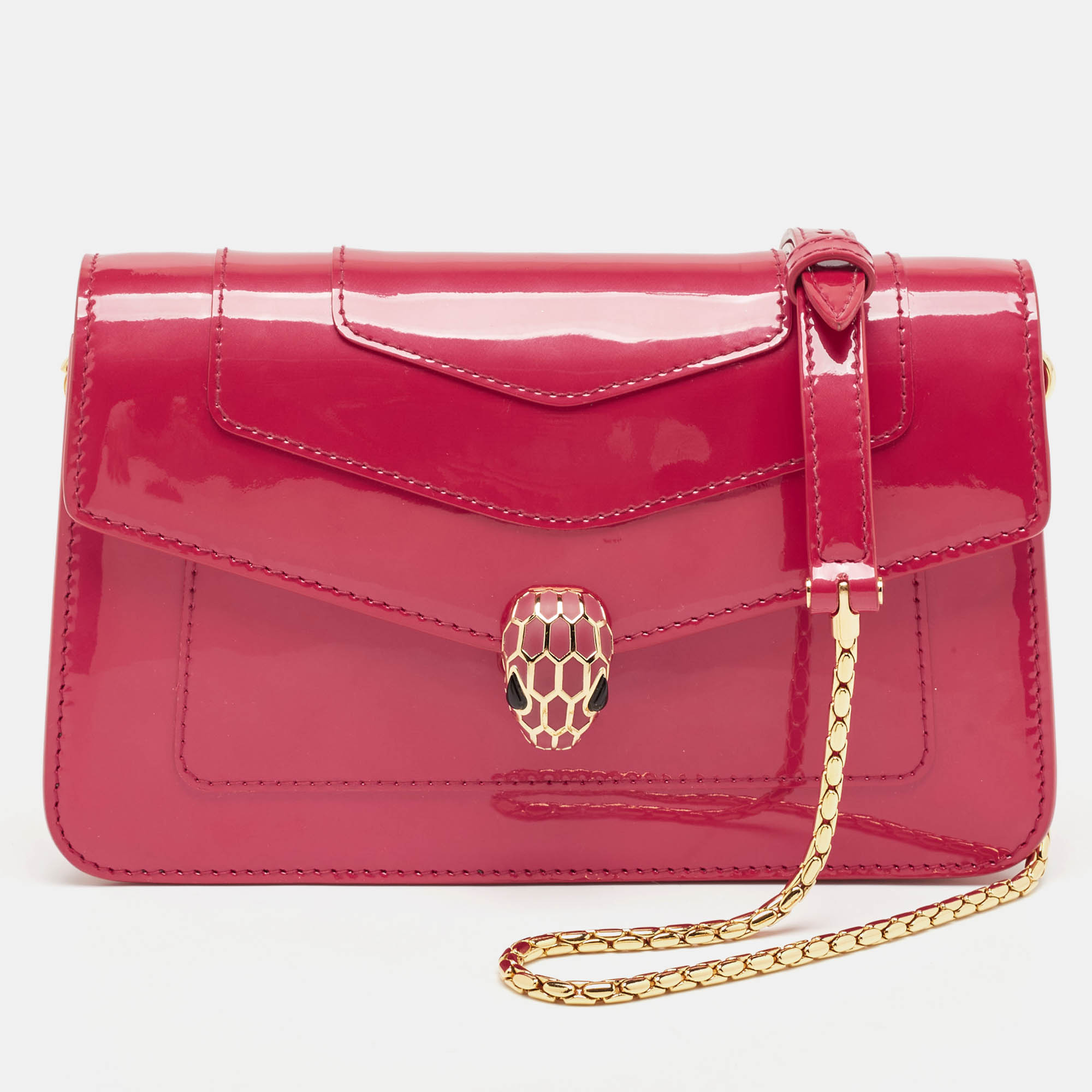 

Bvlgari Fuchsia Patent and Leather East West Serpenti Forever Crossbody Bag, Pink