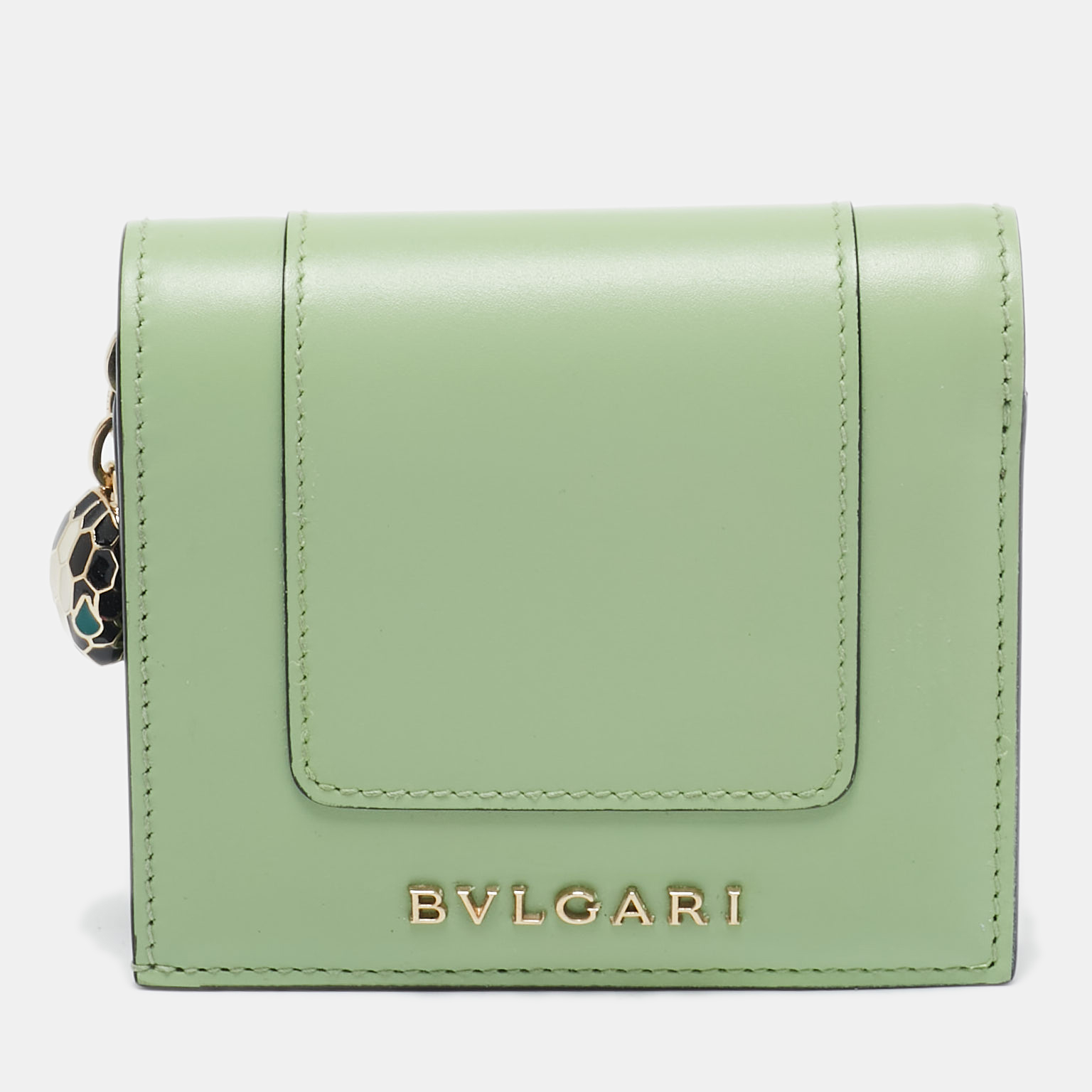 

Bvlgari Mint Green Leather Serpenti Forever Trifold Wallet