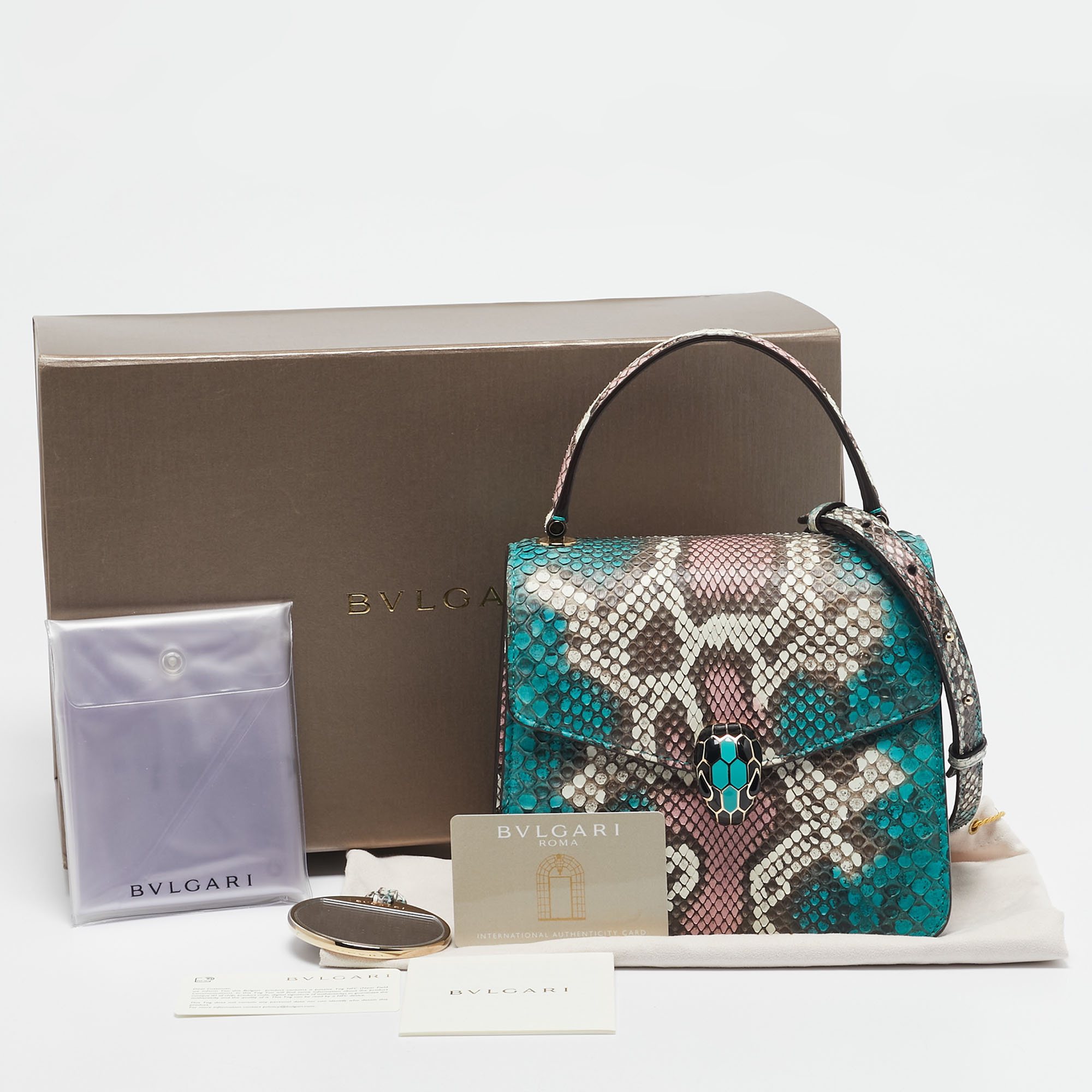 Bvlgari Multicolor Python Small Serpenti Forever Top Handle Bag 