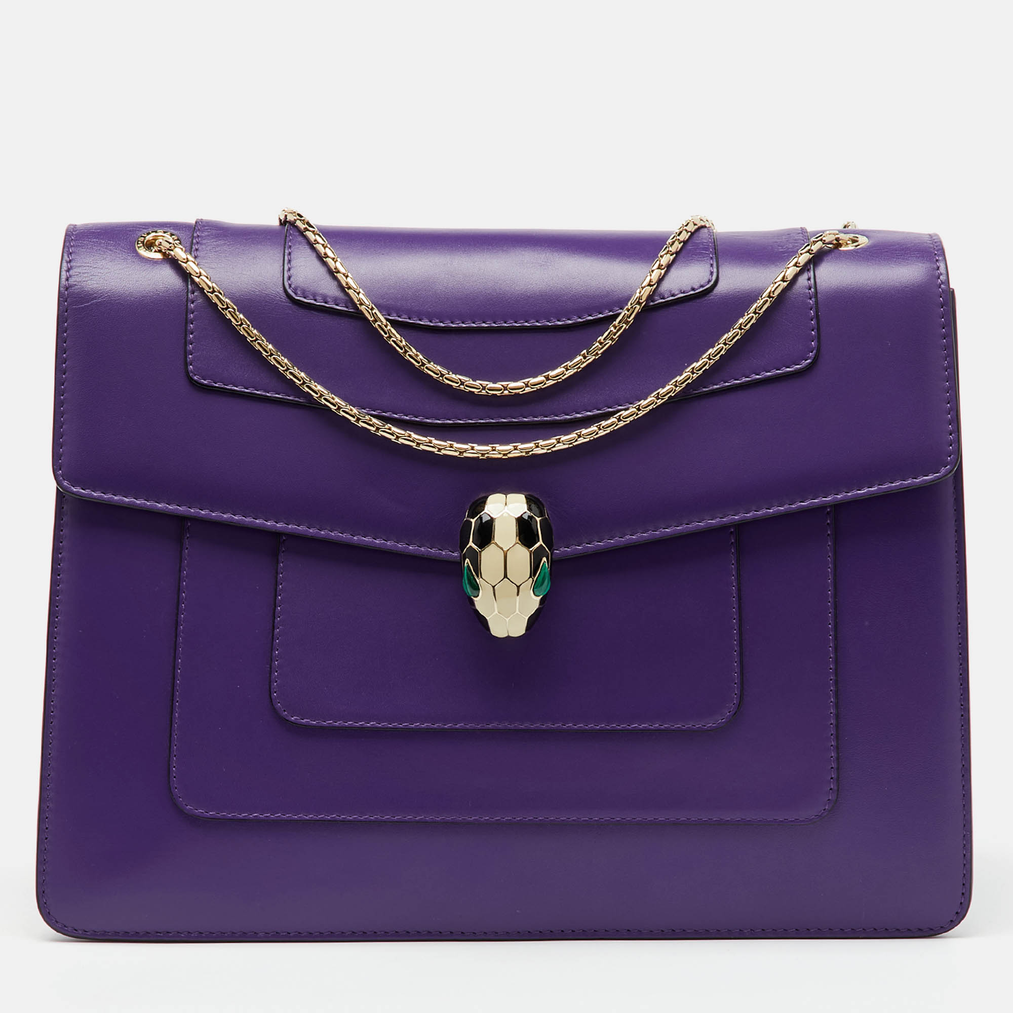 

Bvlgari Purple Leather  Serpenti Forever Flap Shoulder Bag
