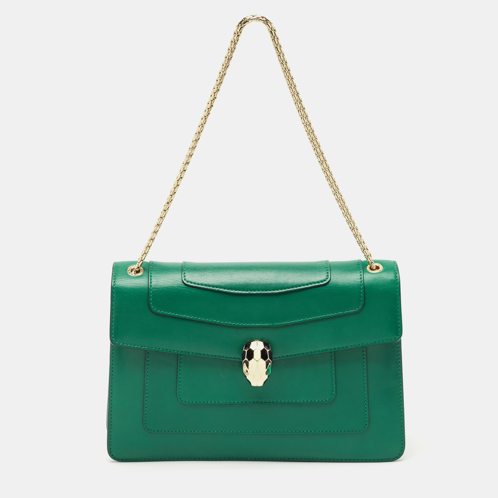 

Bvlgari Green Leather  Serpenti Forever Shoulder Bag
