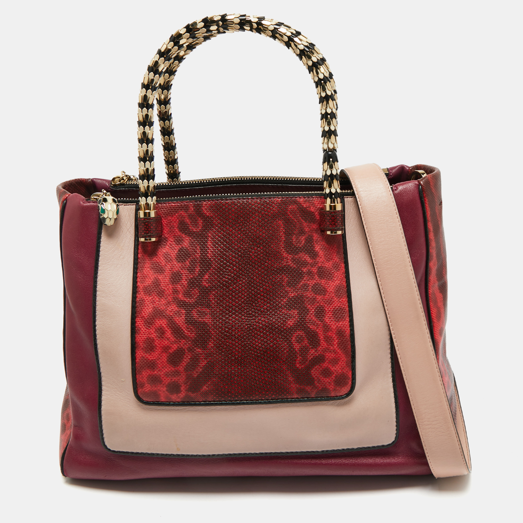 

Bvlgari Tri Color Leather and Kurung Serpenti Scaglie Tote, Multicolor