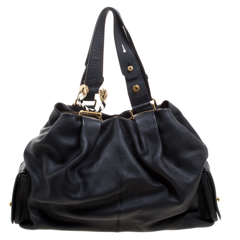 Pre Owned Bvlgari Black Leather Leoni Satchel