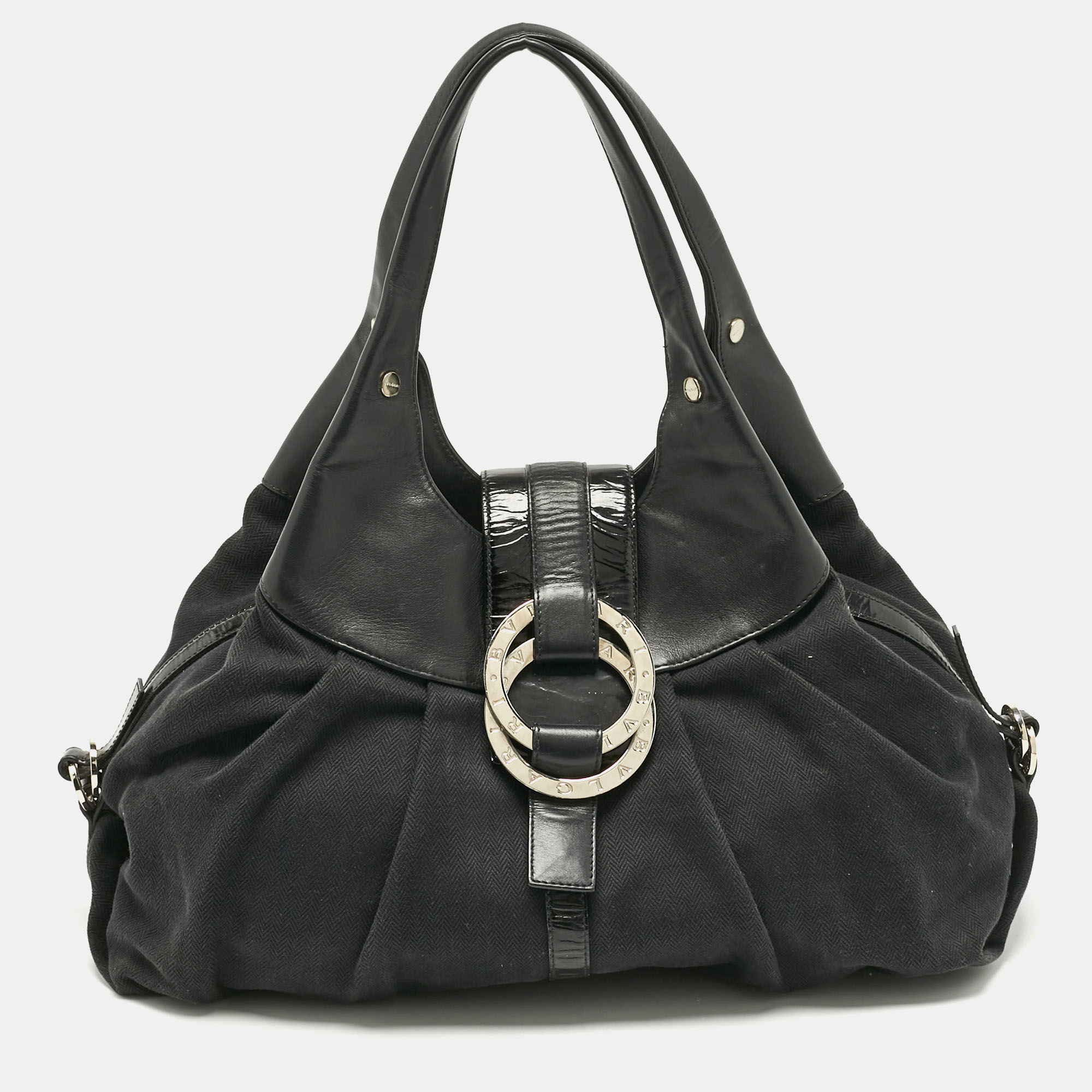 Pre-owned Bvlgari Black Canvas And Leather Chandra Hobo