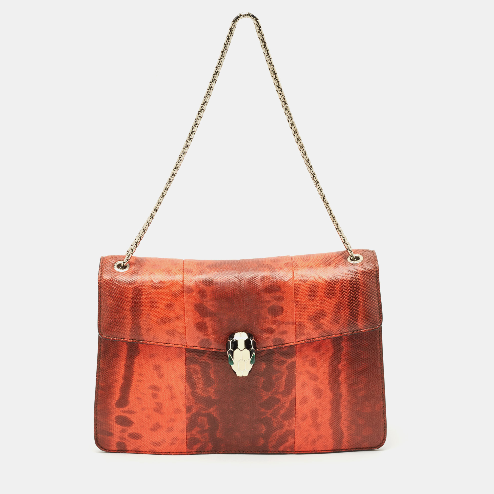 

Bvlgari Orange Karung Leather  Serpenti Forever Shoulder Bag